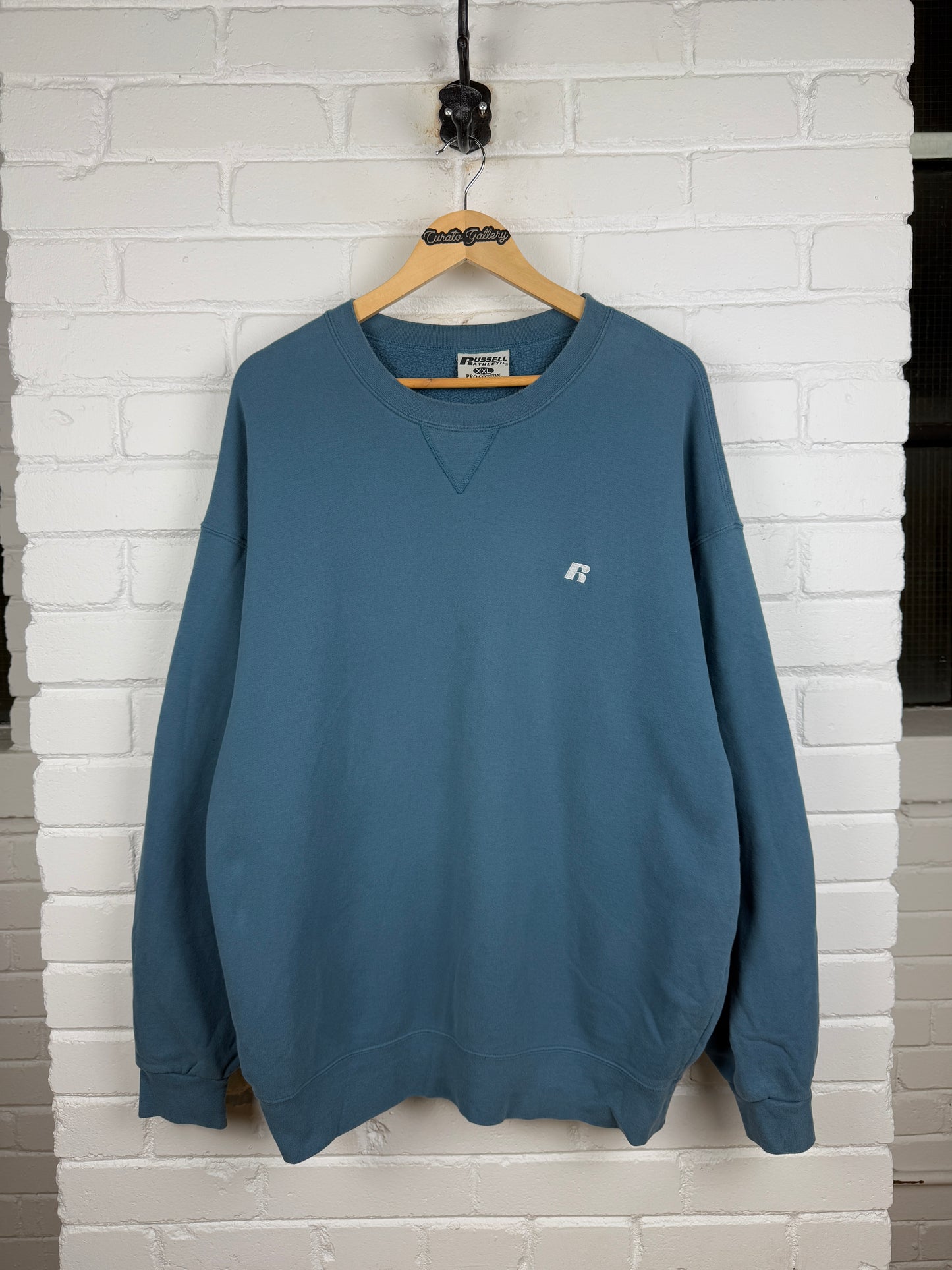 Russell Athletic Boxy Fit Blank Crewneck Sweatshirt Size XXL Faded Blue