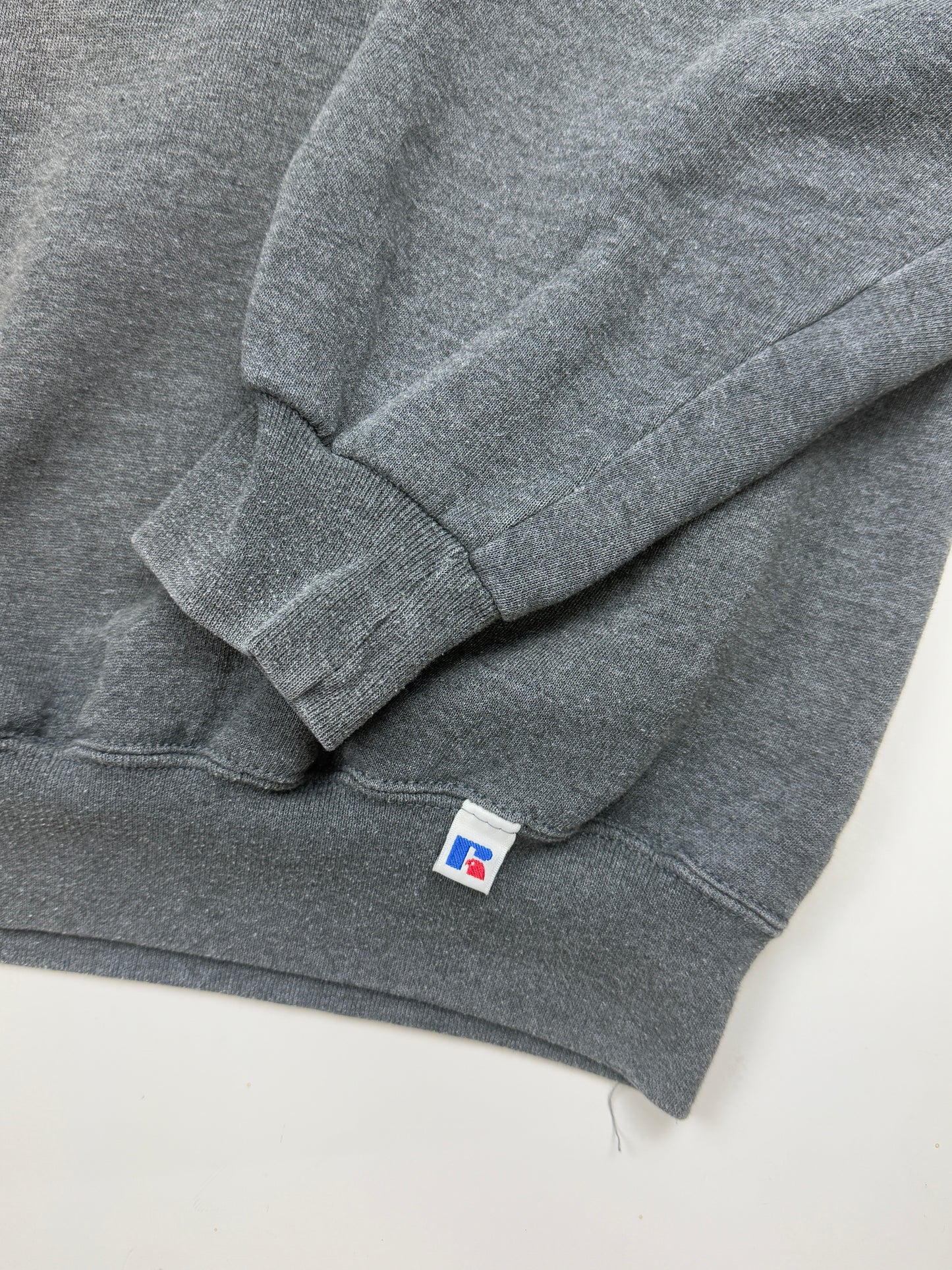 Vintage Russell Athletic Cropped Boxy Fit Blank Crewneck Sweatshirt Size XL Charcoal Gray