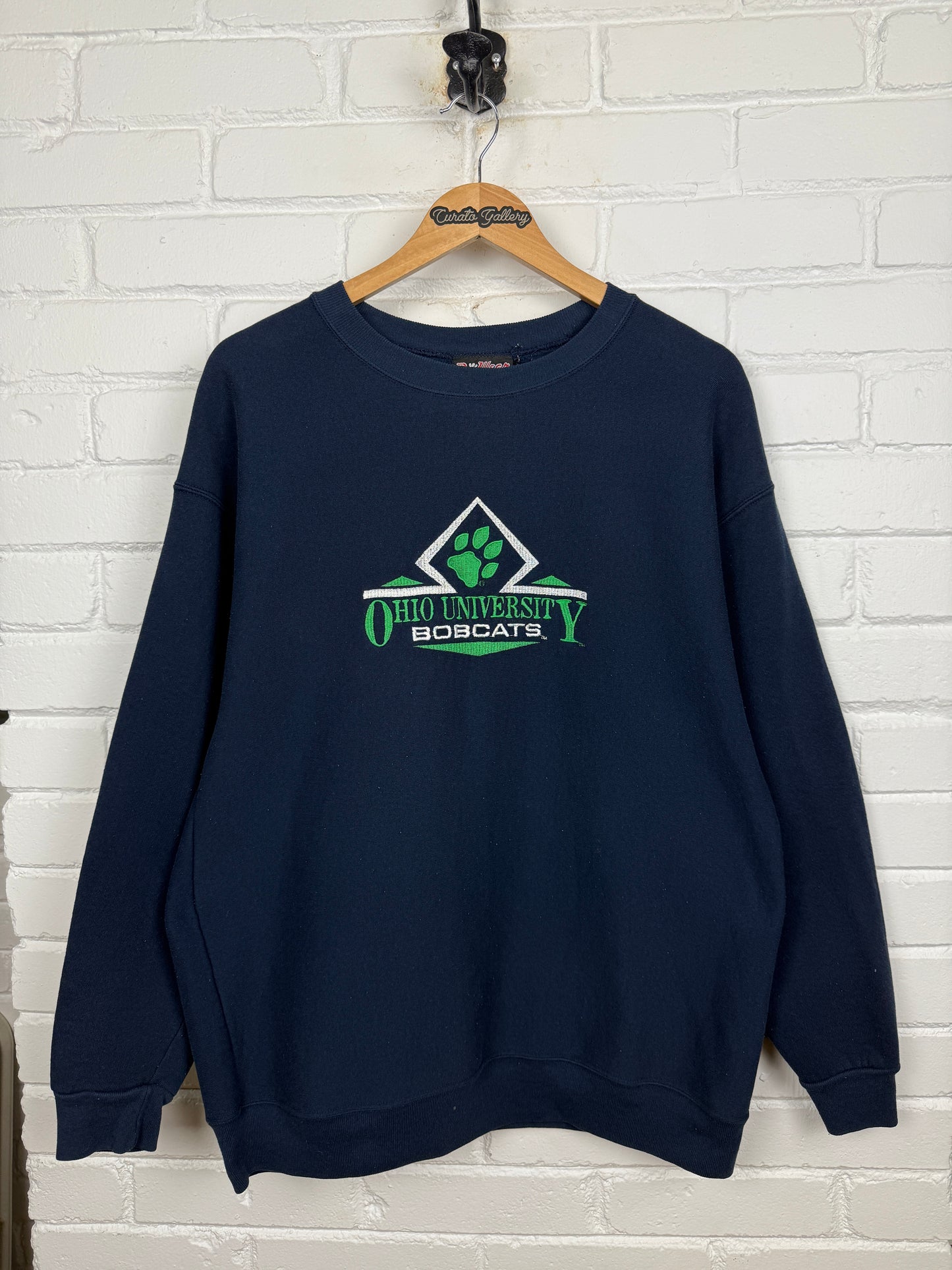 Vintage 90s Ohio University Bobcats Embroidered Spell Out Collegiate Crewneck Size XL