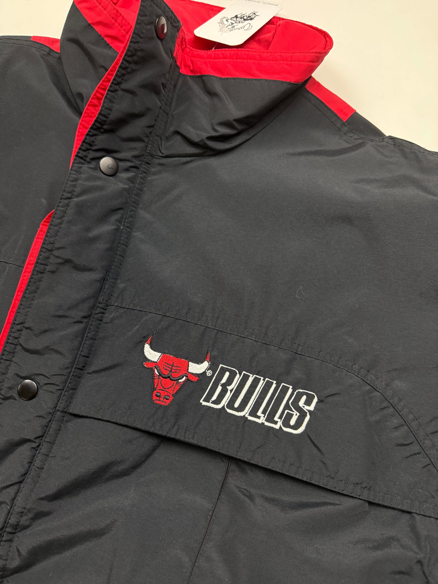 Vintage 90s Chicago Bulls NBA Chalk Lined Stadium Club Nylon Windbreaker Jacket Size XL