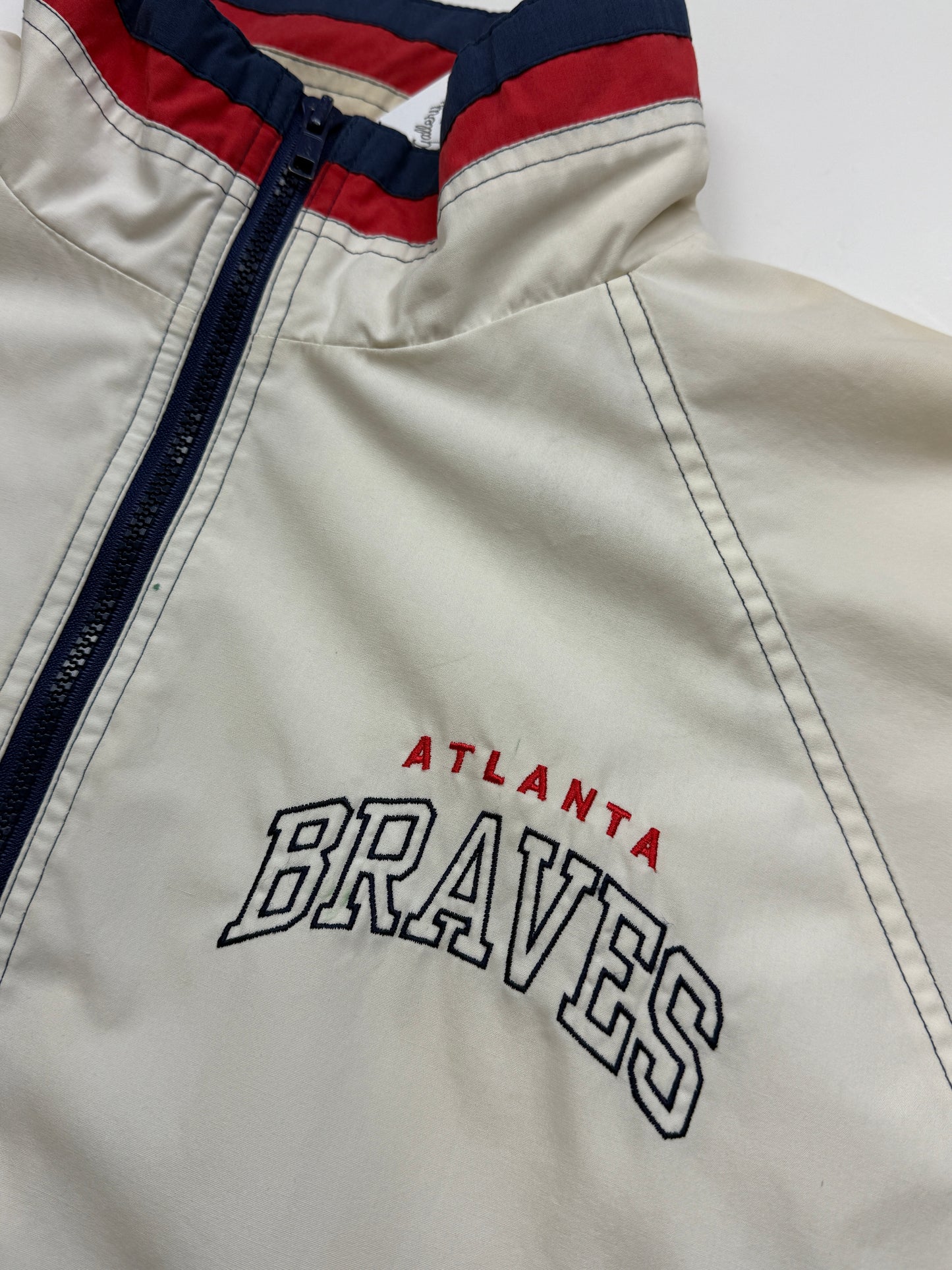Vintage 90s Atlanta Braves MLB Starter Shoulder Patches 1/2 Zip Windbreaker Jacket Size XL