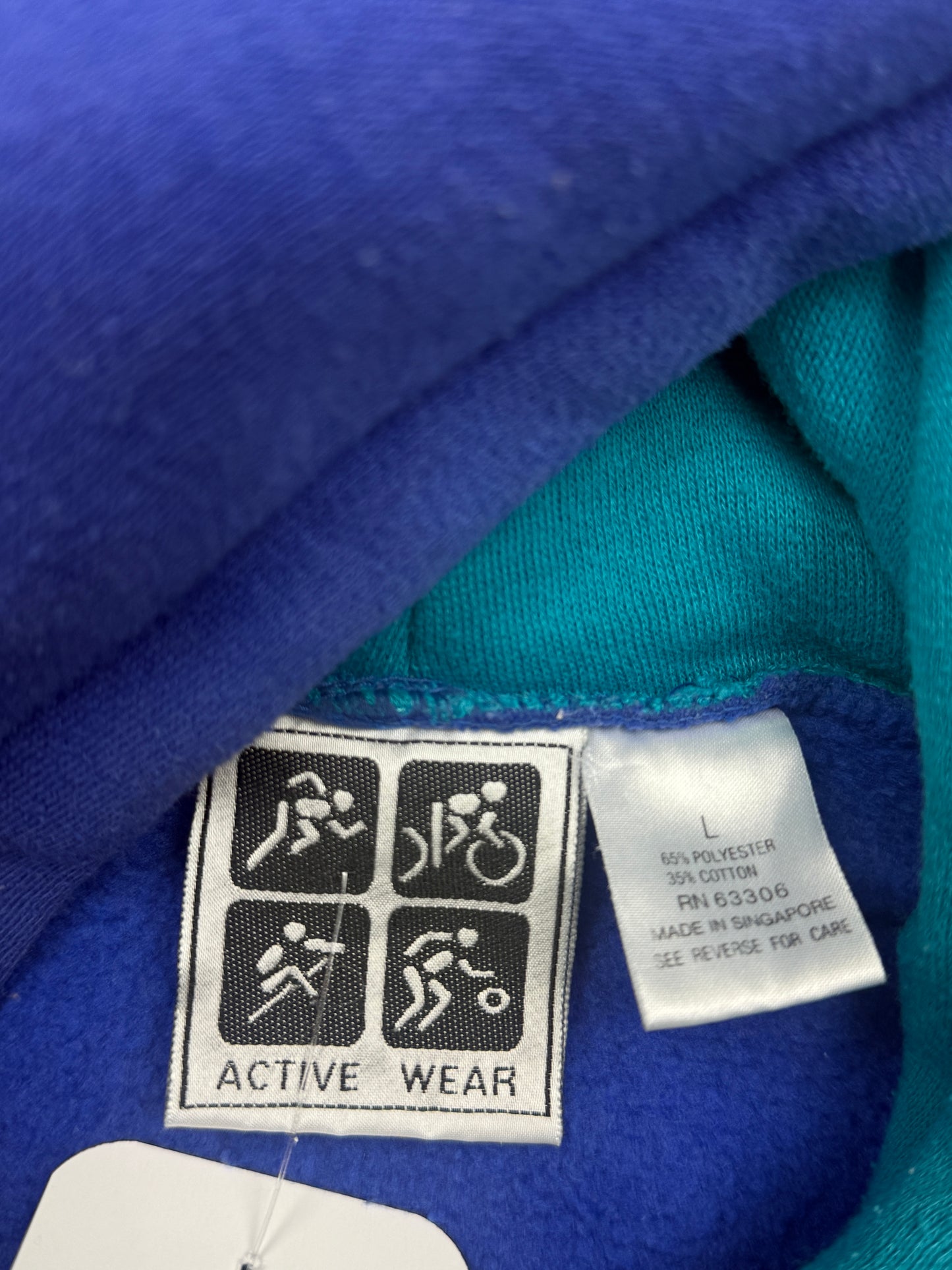 Vintage 80s/90s Activewear Two Tone Blank Pullover Hooded Sweatshirt Size L