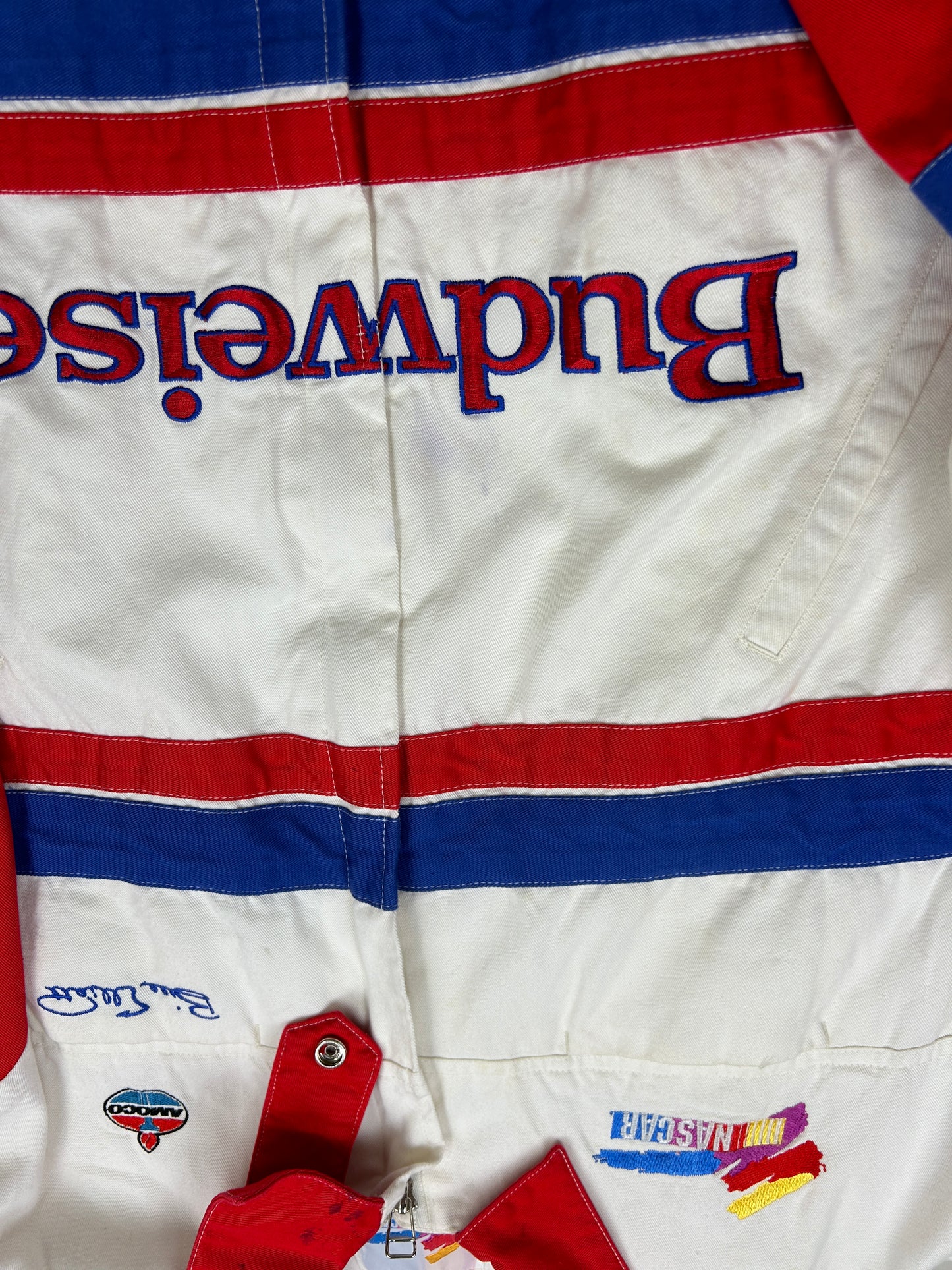 Vintage 90s Bill Elliott Budweiser Racing Embroidered Nascar Jacket Size XL