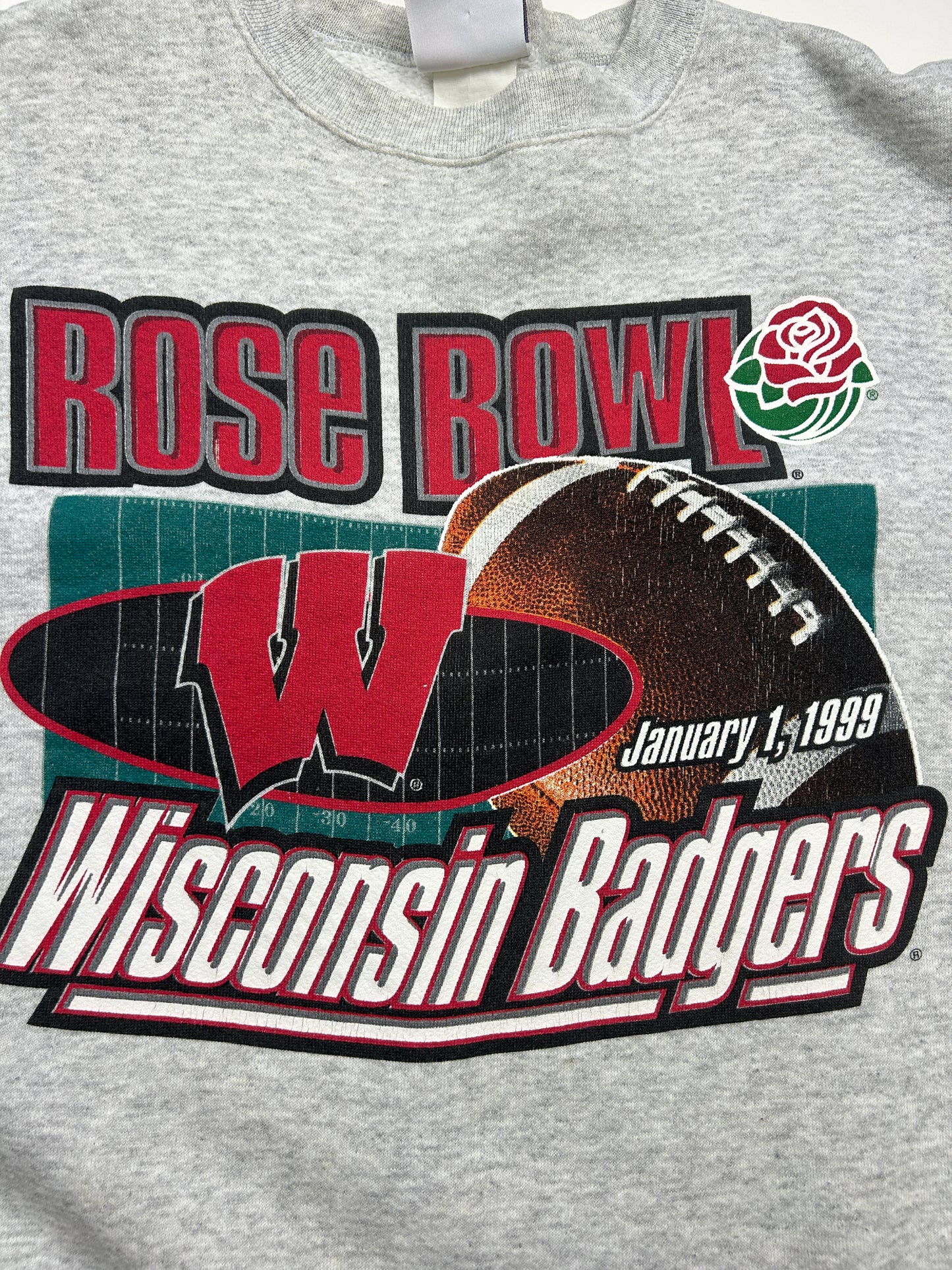 Vintage 1999 Wisconsin Badgers Rose Bowl Football Logo Athletic NCAA Sweatshirt Size XL 90s