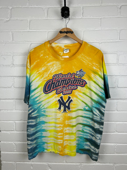 Vintage 1998 New York Yankees World Series Champions MLB Tie Dye T Shirt Size XL 90s