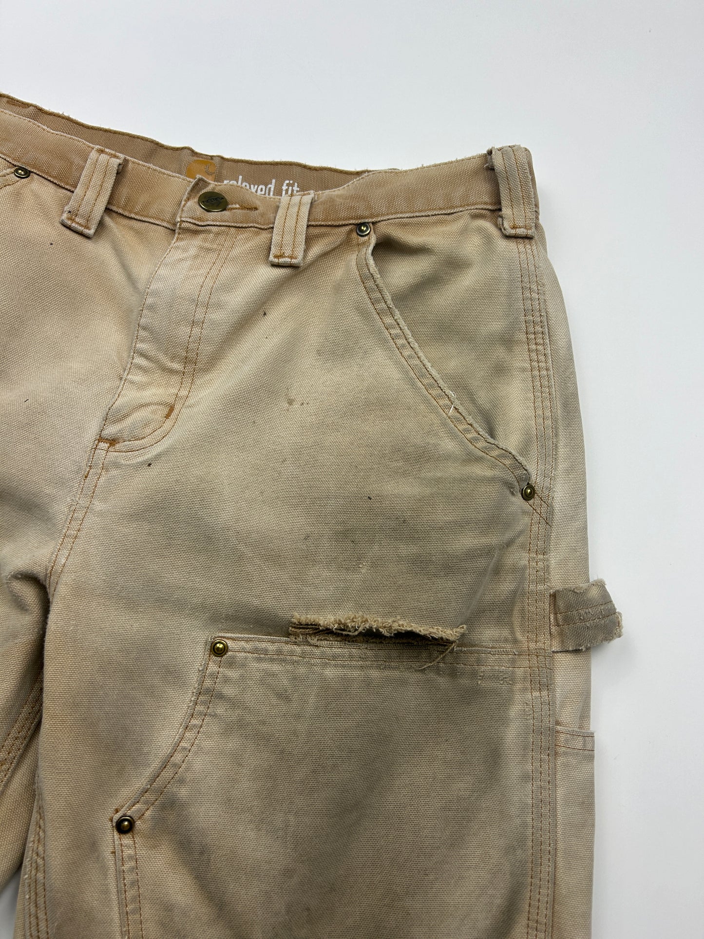 Carhartt Canvas Work-Wear Double Knees Relaxed Fit Pants Size 32W Beige