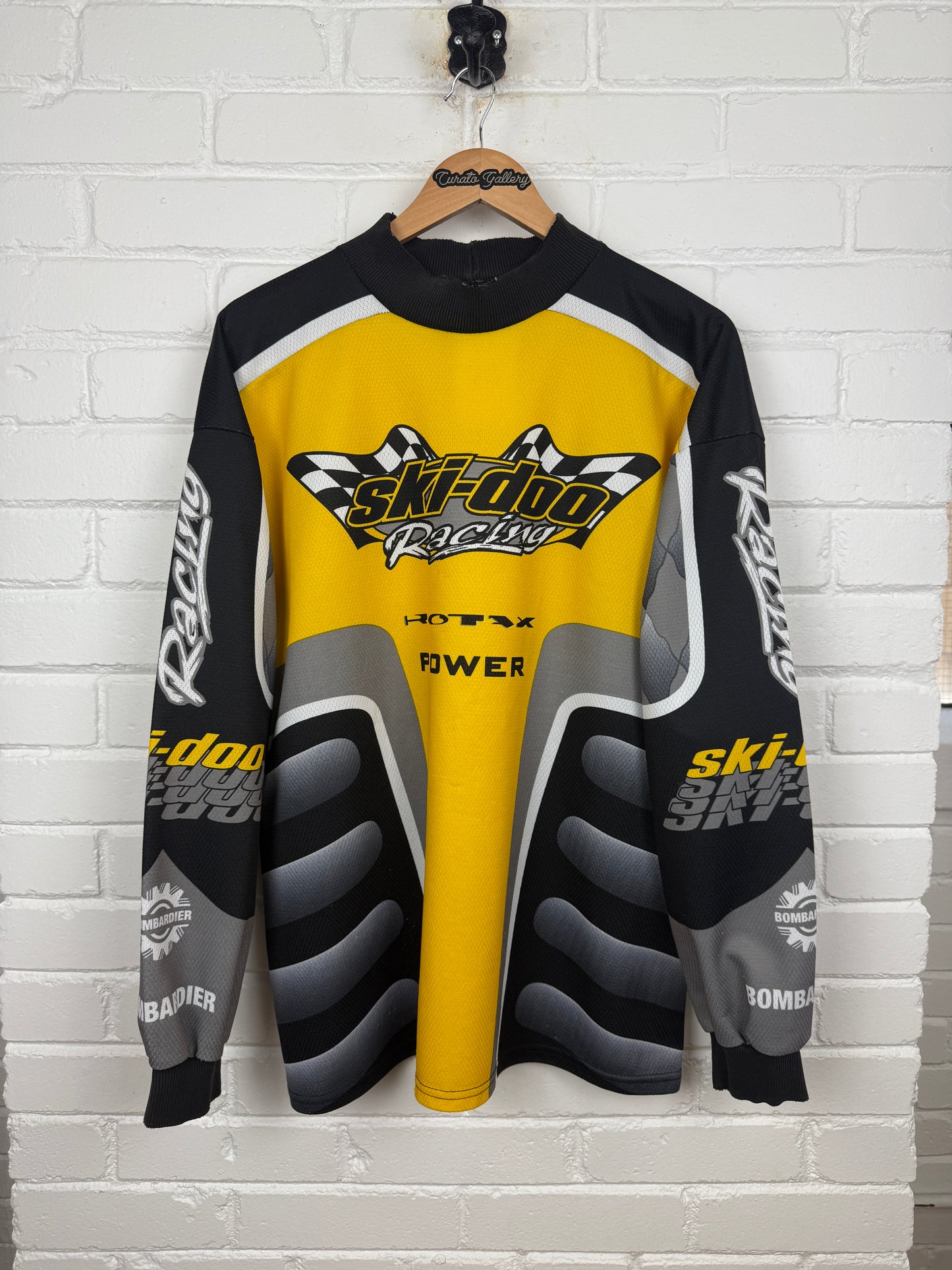Vintage 90s Ski Doo Racing Rotax Power Snow Gear Jersey Size XL Yellow