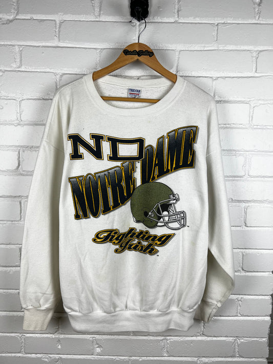 Vintage 90s Notre Dame Fighting Irish Football Spell Out NCAA Sweatshirt Size XXL