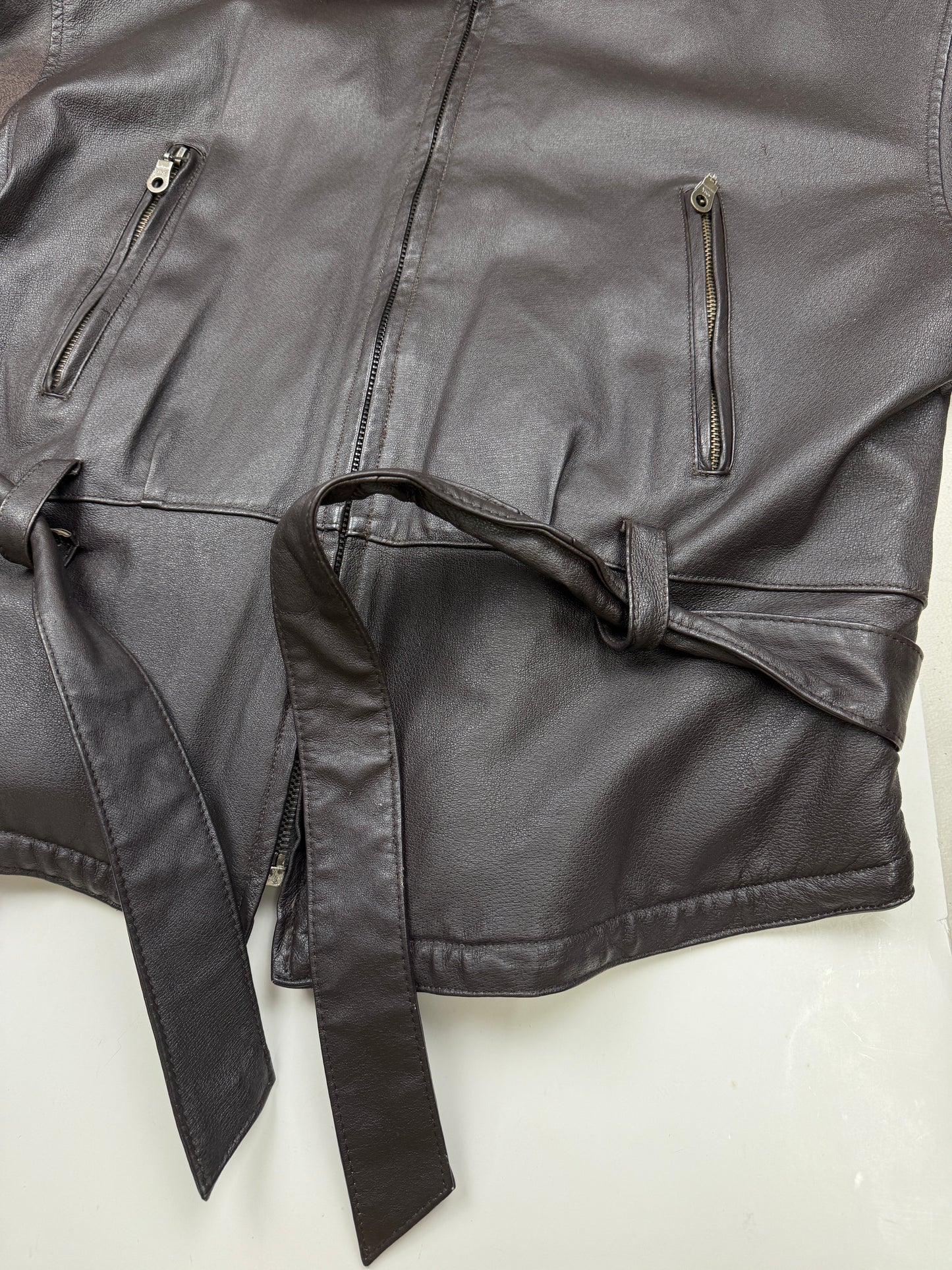 Vintage 90s Dimension Leather Faux Sherling Leather Bomber Jacket Size XL