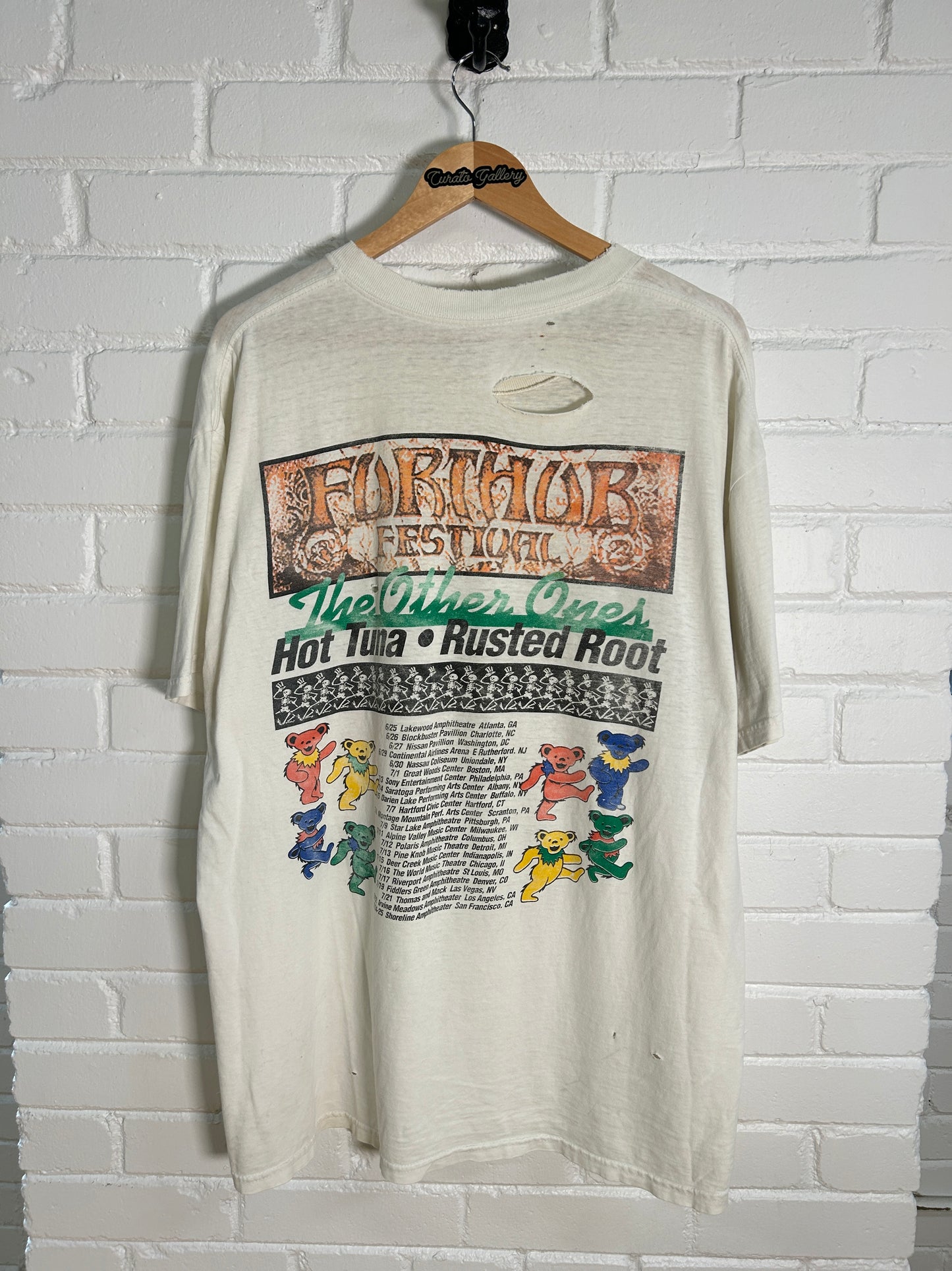 Vintage 1998 Grateful Dead Furthur Festival Summer Tour Skull Music T-Shirt Size XL 90s
