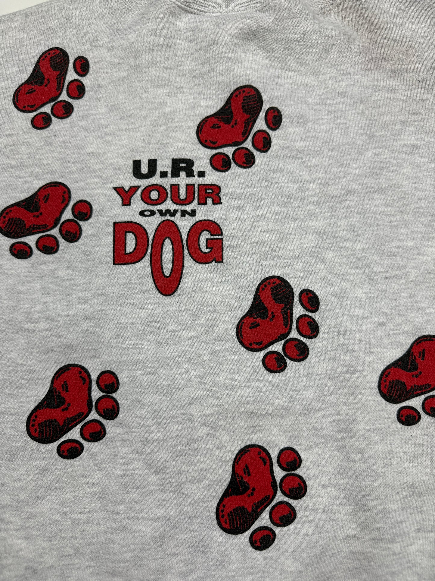 Vintage 90s Red Dog U.R Your Own Dog Paw Print Front & Back Sweatshirt Size XL