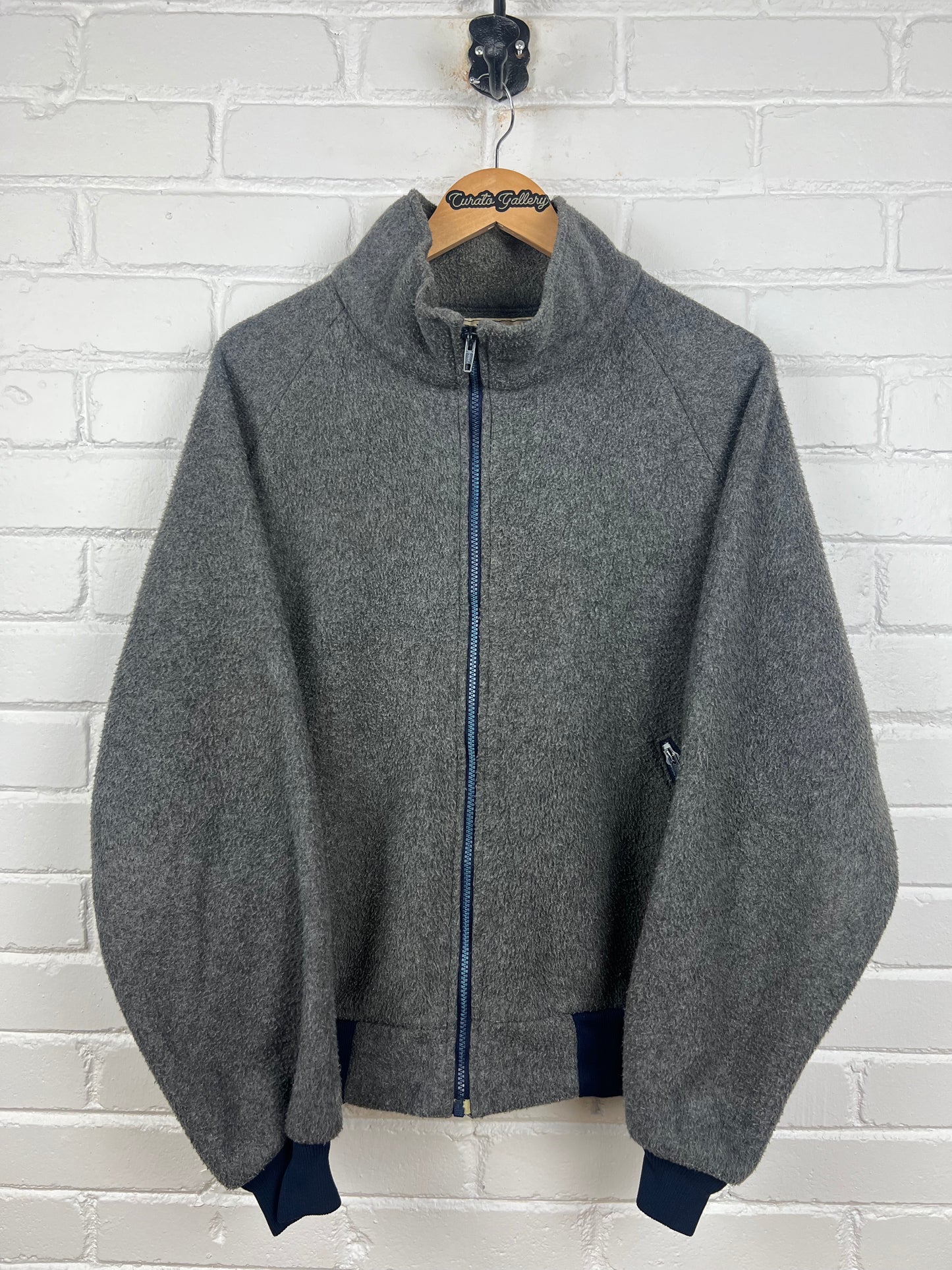 Vintage 90s LL Bean Fleece Bomber Jacket Size XL Gray