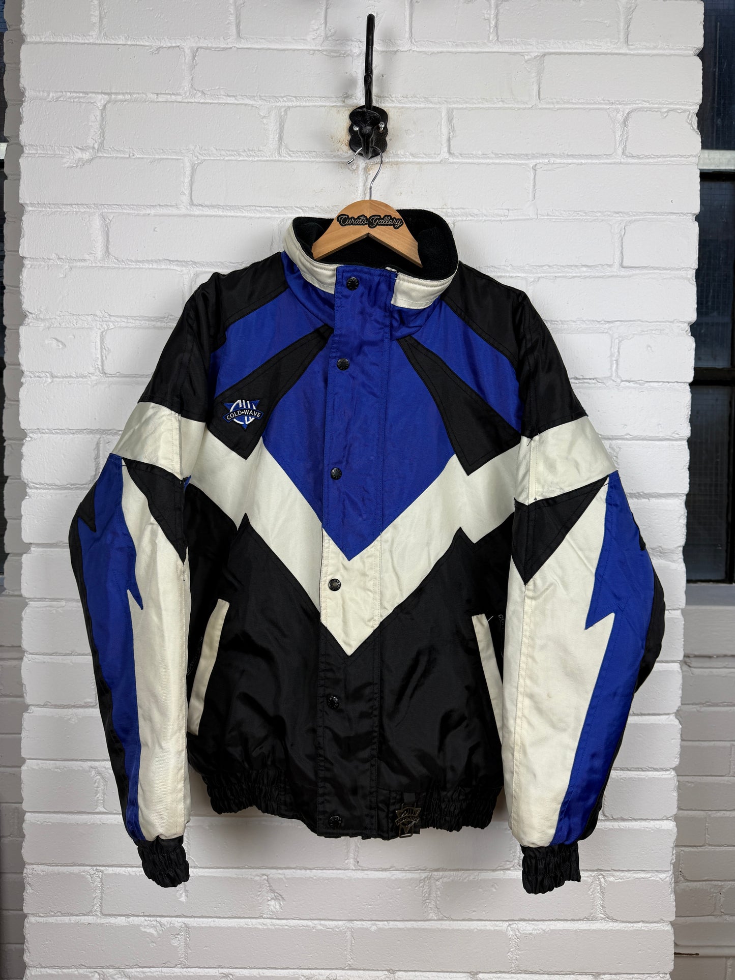 Vintage 90s Cold Wave Quilted Lined Snowmobile Jagged Edge Shockwave Insulated Jacket Size M