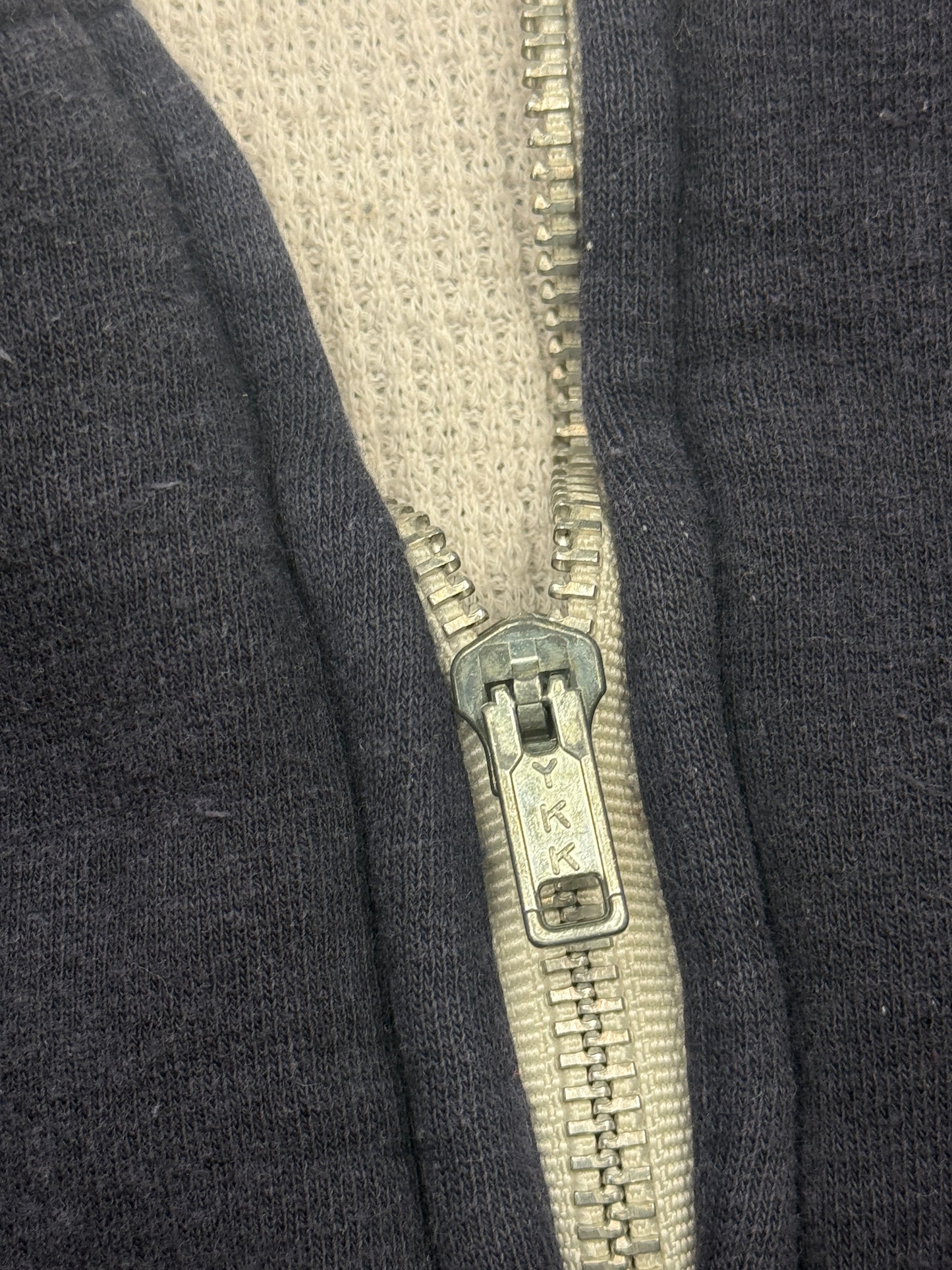 Vintage 80s Big Yank Thermal Lined Blank Cropped Boxy Full Zip Hooded Sweatshirt Size L