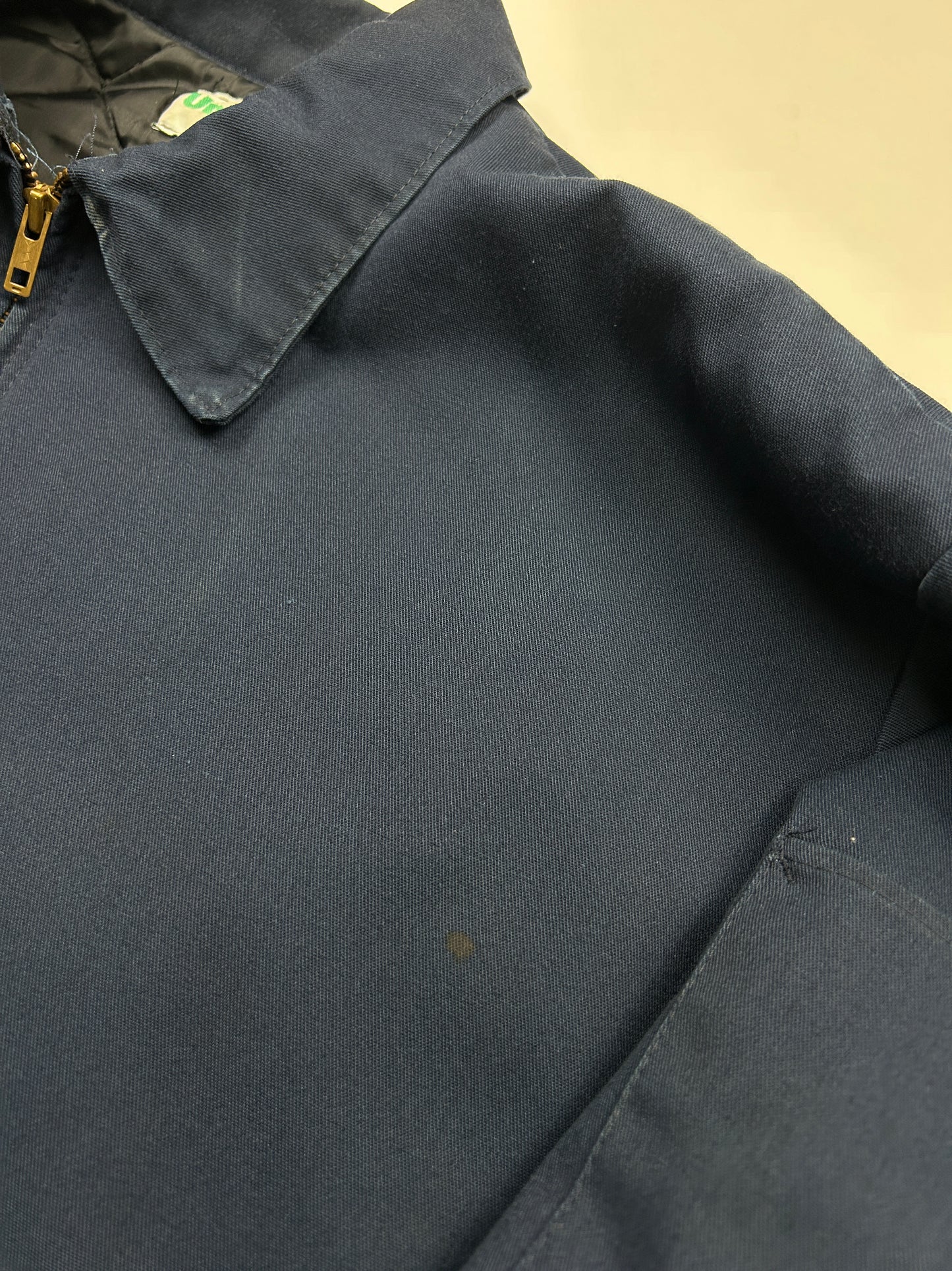 Vintage Detroit Style Quilted Lined Mechanic Jacket Size L Navy Blue