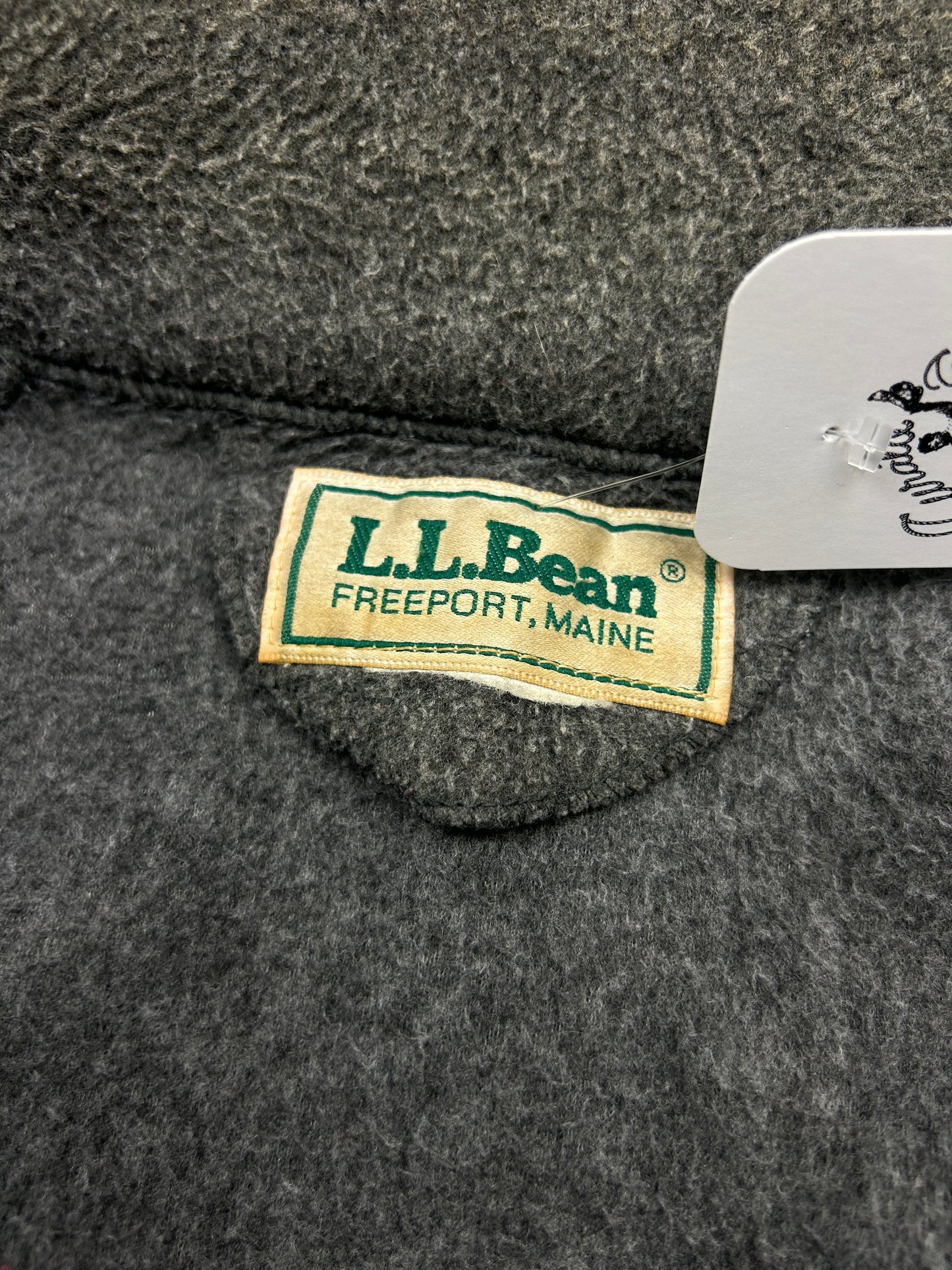 Vintage 90s LL Bean Fleece Bomber Jacket Size XL Gray