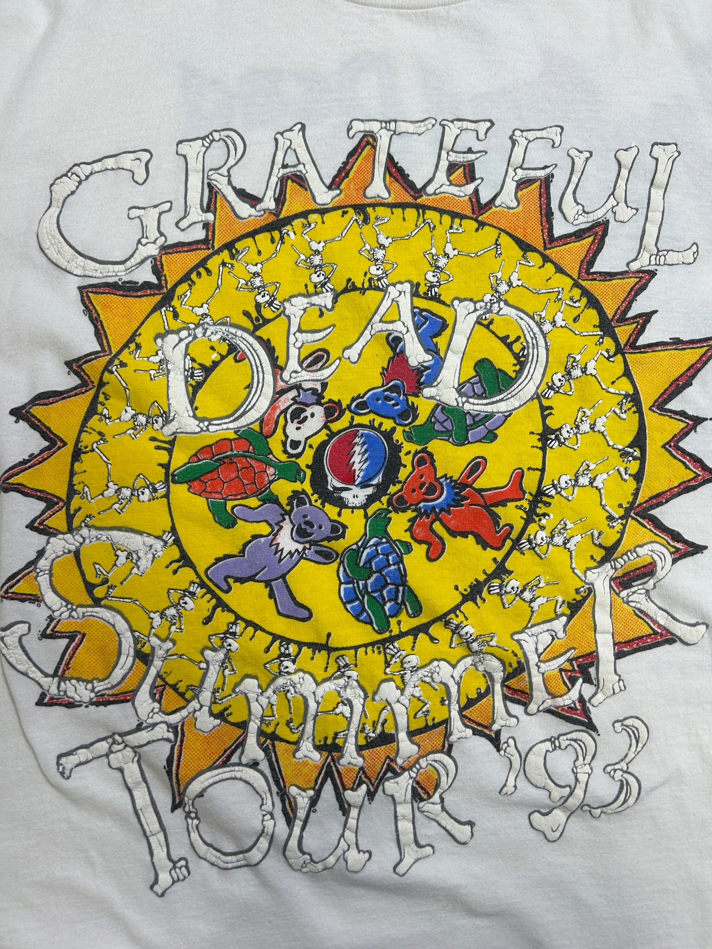 Vintage 1993 Grateful Dead Summer Tour Special Guest Sting Puff Print Music T-Shirt Size XL 90s