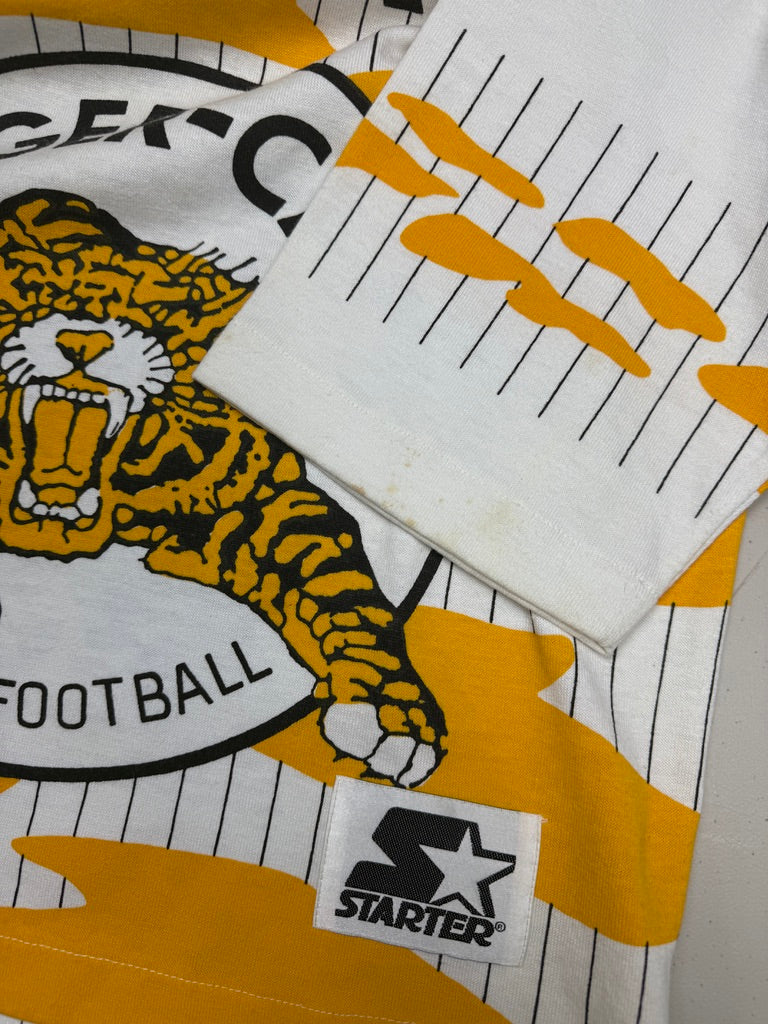 Vintage 80s Hamilton Tiger-Cats Starter All Over Print Football Jersey Size L