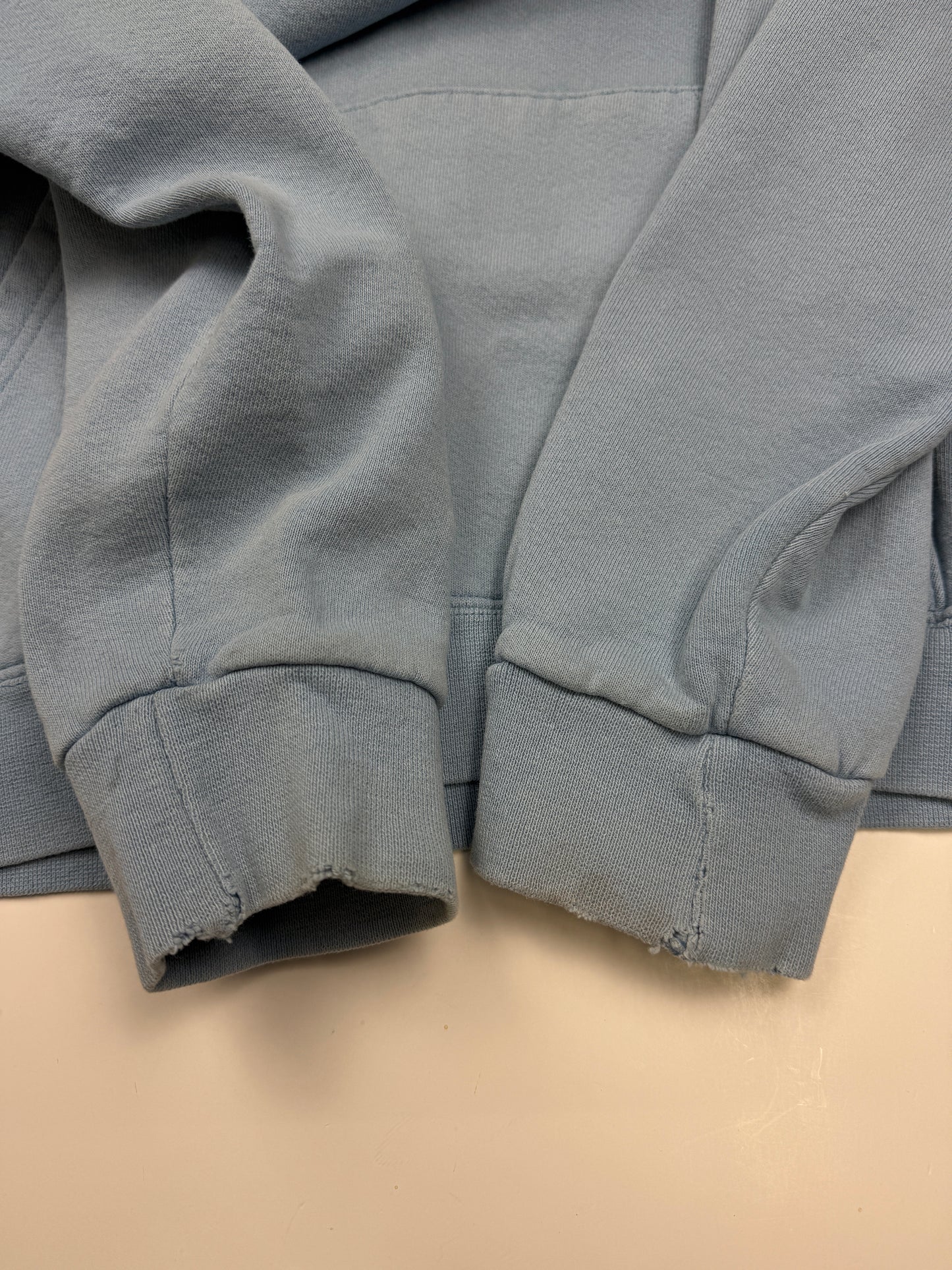 Vintage 90s Adidas Embroidered Logo Cropped Boxy Fit Hooded Sweatshirt Size L Baby Blue