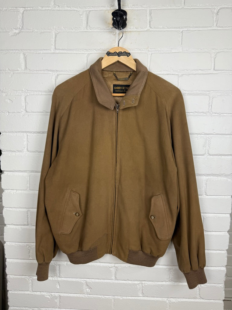 Vintage 80s/90s Harry Rosen Satin Lined Suede Bomber Size 44 XL