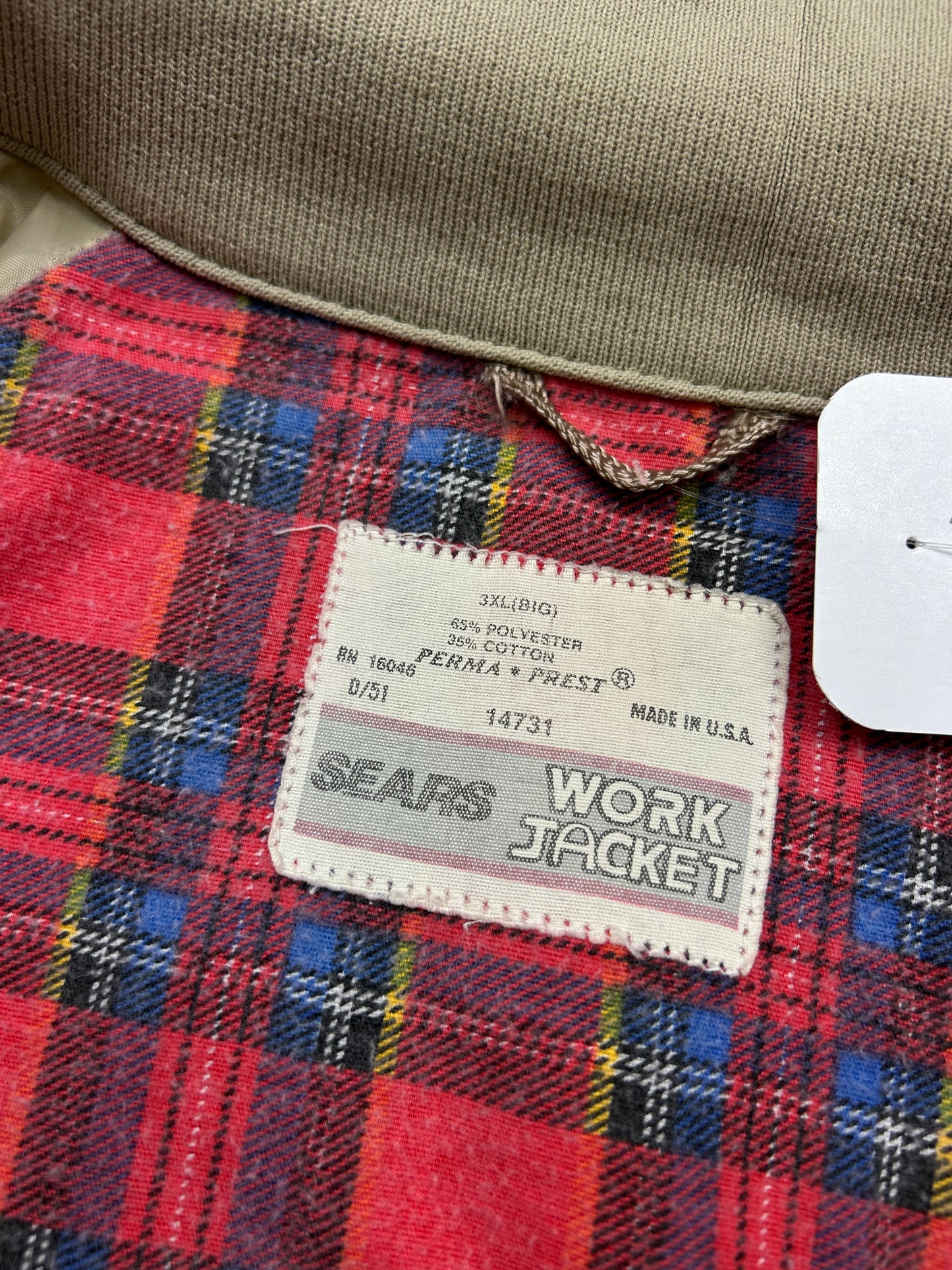 Vintage 80s/90s Sears Plaid Lined Work Jacket Harrington Style Light Jacket XXL