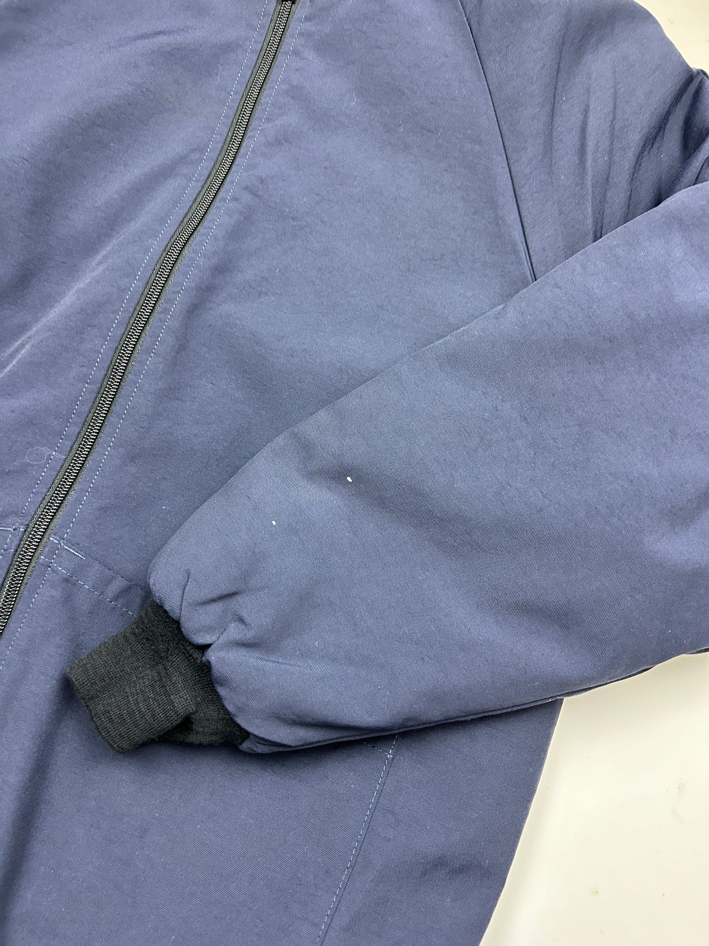 Vintage 80s/90s Blank Quilted Lined Insulated Bomber Jacket Size M Navy Blue