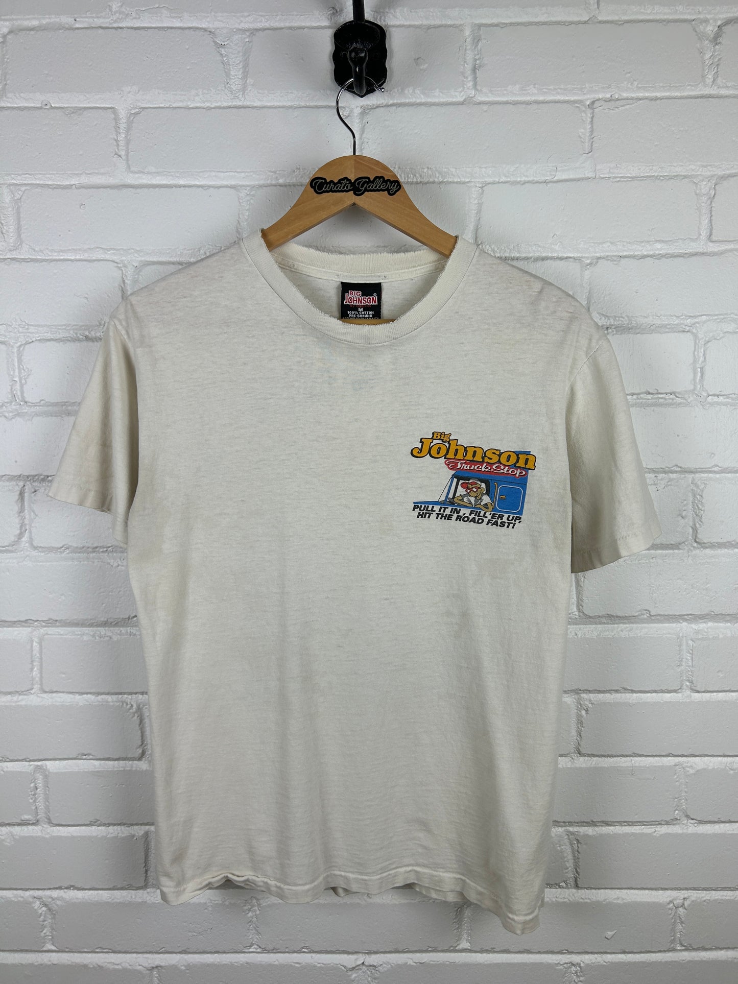 Vintage 90s Big Johnson Truck Stop Pull It In Fill'er Up T Shirt Size M