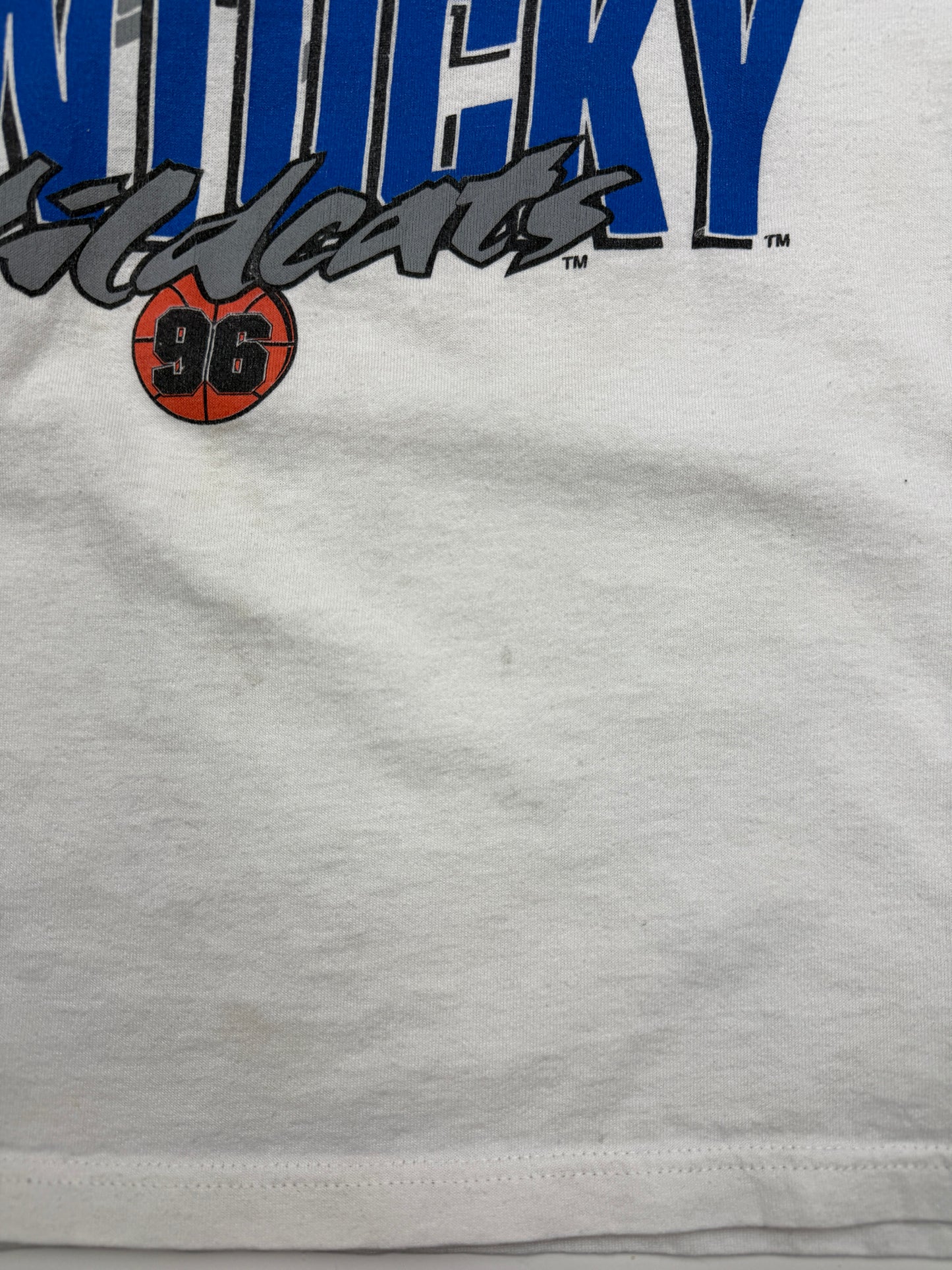 Vintage 1996 Kentucky Wildcats UK National Champs NCAA Basketball T Shirt Size L 90s