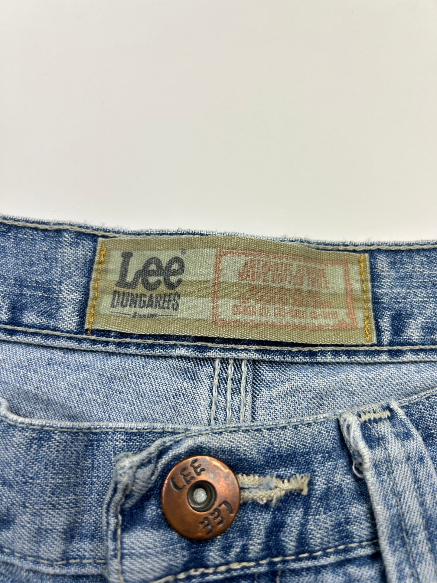 Lee Dungarees Carpenter Work Wear Light Wash Jean Jorts Shorts Size 30W