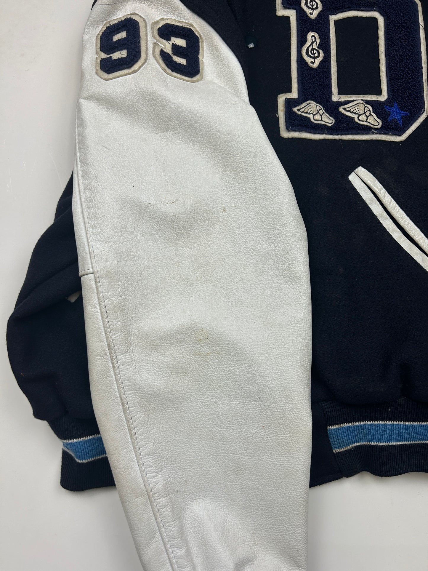 Vintage 90s Stitched Two Tone Wool Varsity Letterman Jacket Size L