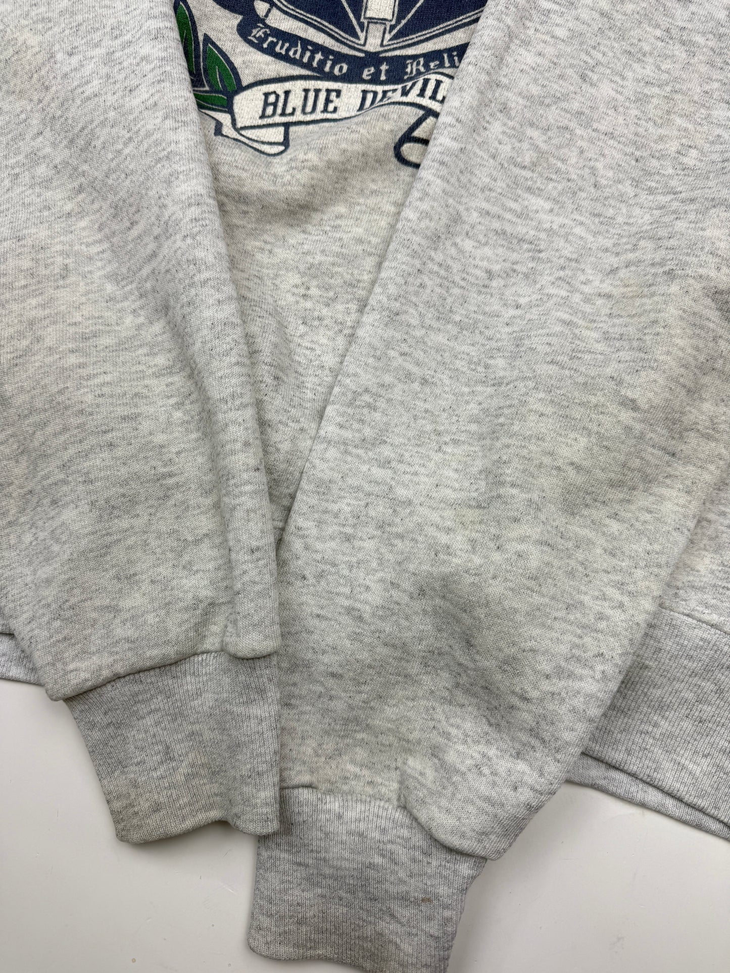 Vintage 90s Duke Blue Devils NCAA Collegiate Crest Front & Back Graphic Sweatshirt Size XL