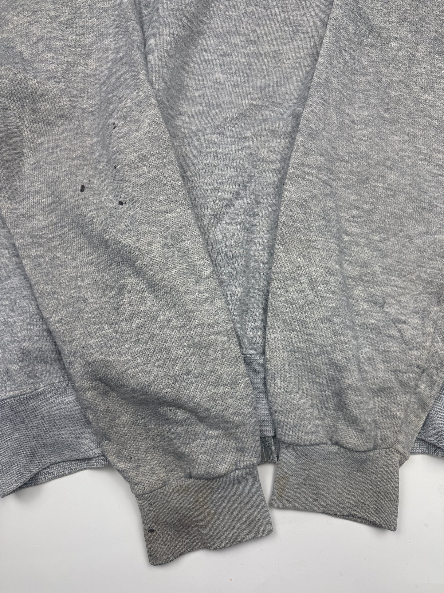 Vintage 80s Blank Heather Gray Cropped Boxy Hooded Sweatshirt Size L