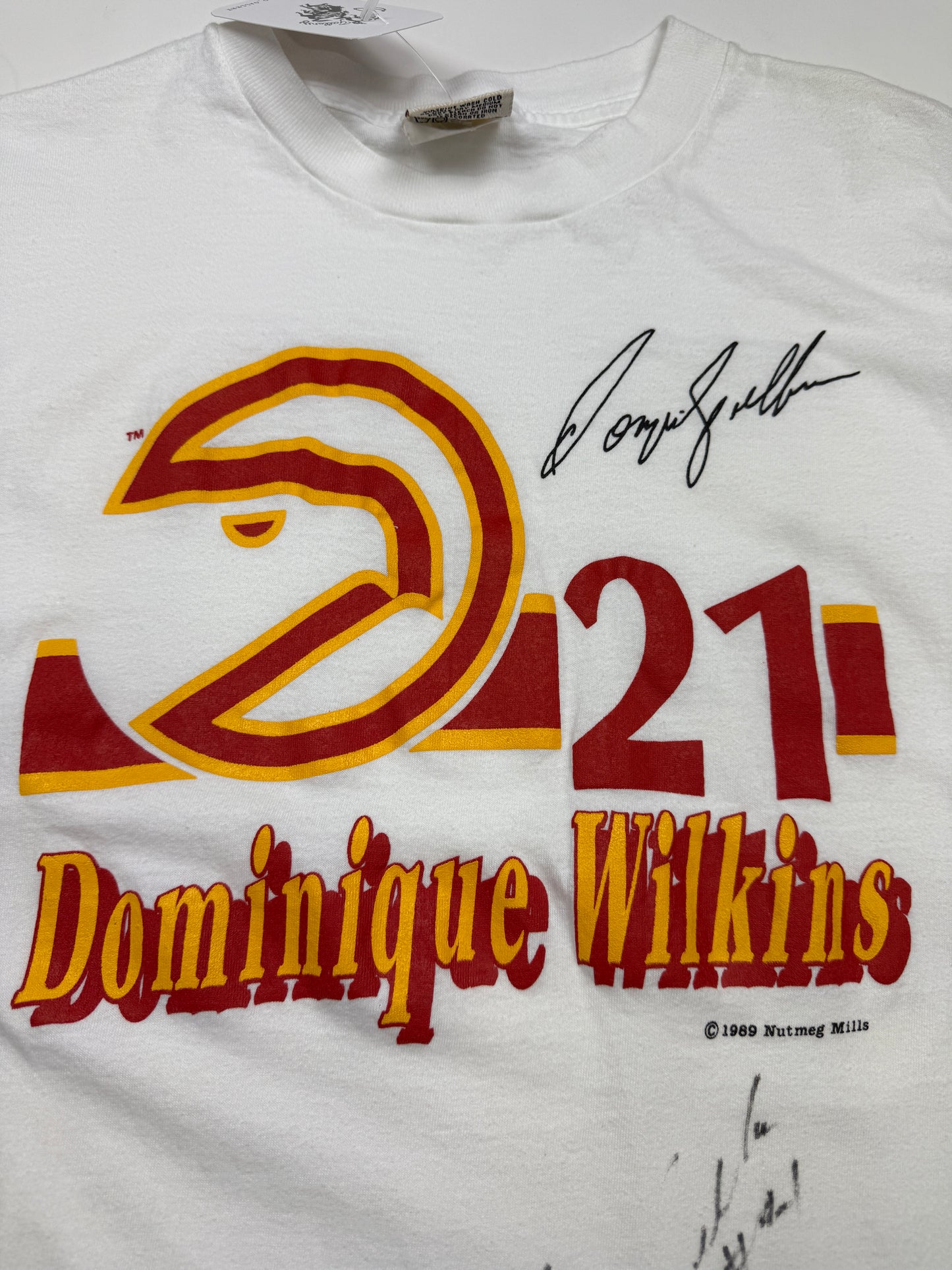 Vintage 1989 Dominique Wilkins #21 Atlanta Hawks NBA Basketball T Shirt Size XL 80s