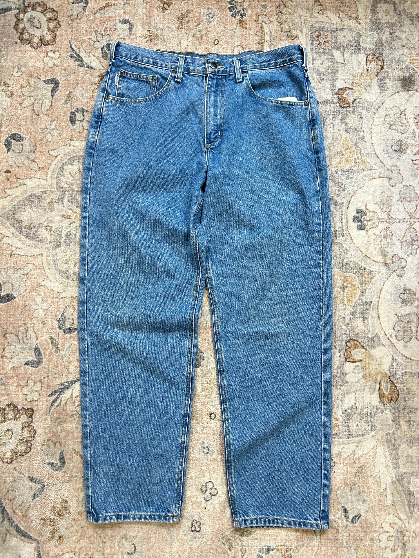 Carhartt Denim Work Wear Relaxed Fit Stone Wash Pants Size 35W
