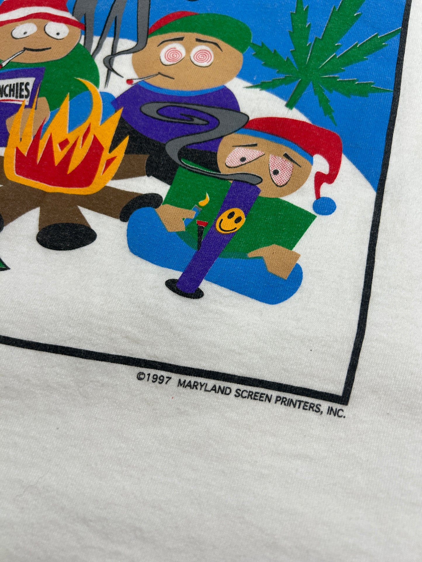Vintage 1997 Stoner Park Weed Marijuana South Park Cartoon Parody T-Shirt Size XL90s