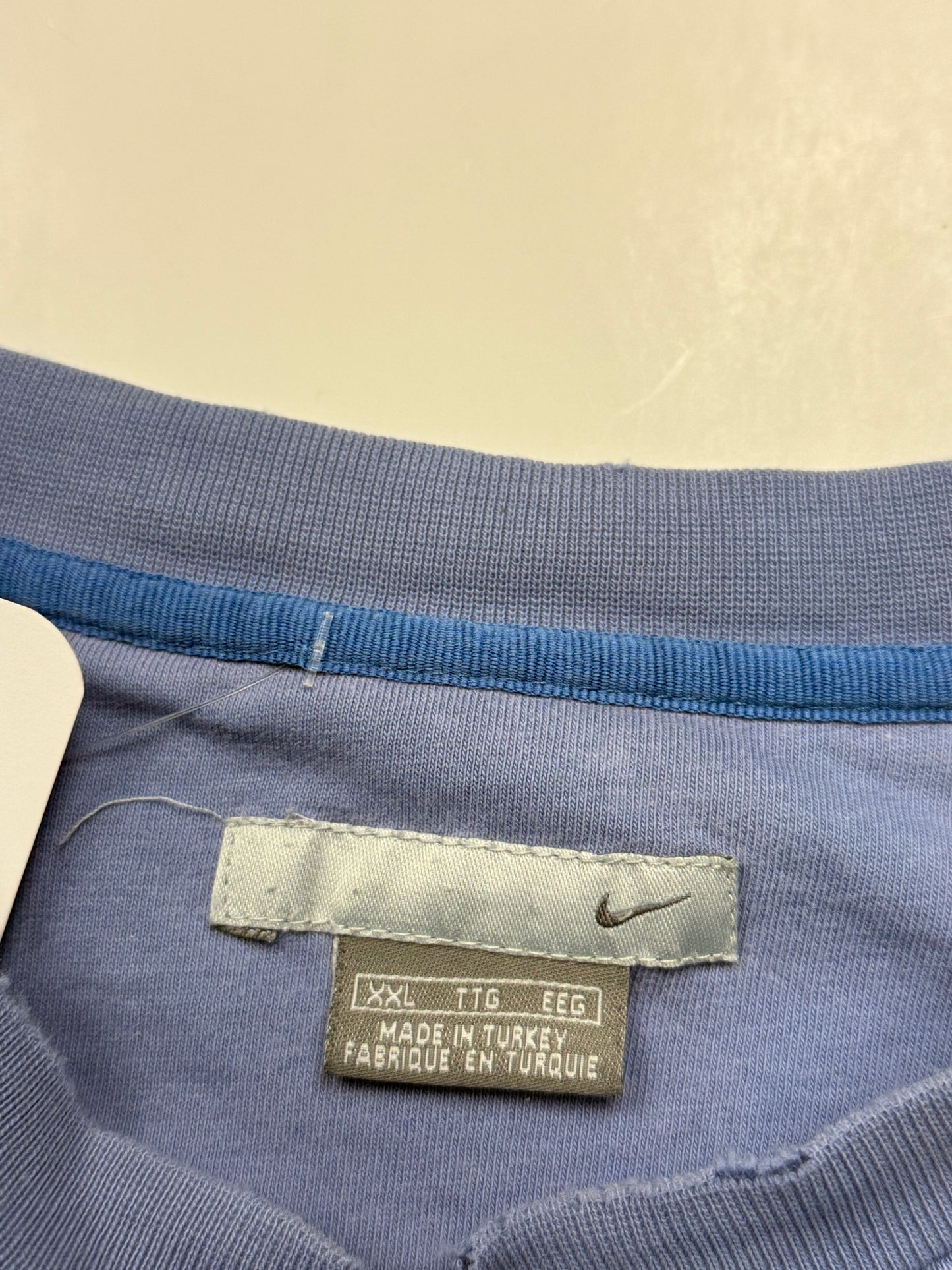 Vintage Y2K Nike Embroidered Mini Swoosh Crewneck Sweatshirt Size XXL Baby Blue