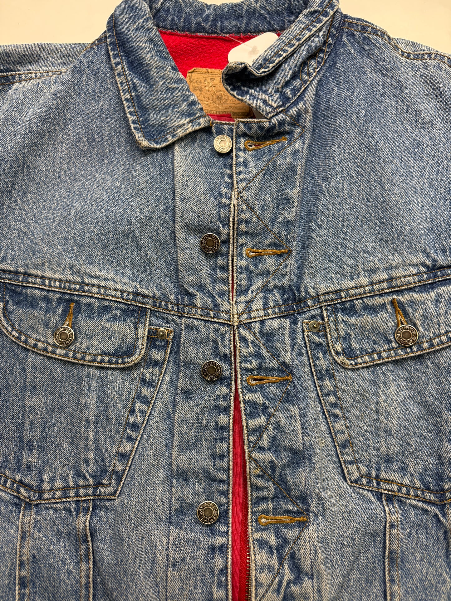 Vintage Gap Denim Lined Zip Up Hybrid Trucker Style Jacket Size L