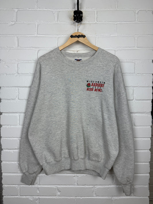 Vintage 2000 Wisconsin Badgers Rose Bowl NCAA Football Embroidered Sweatshirt Size XL