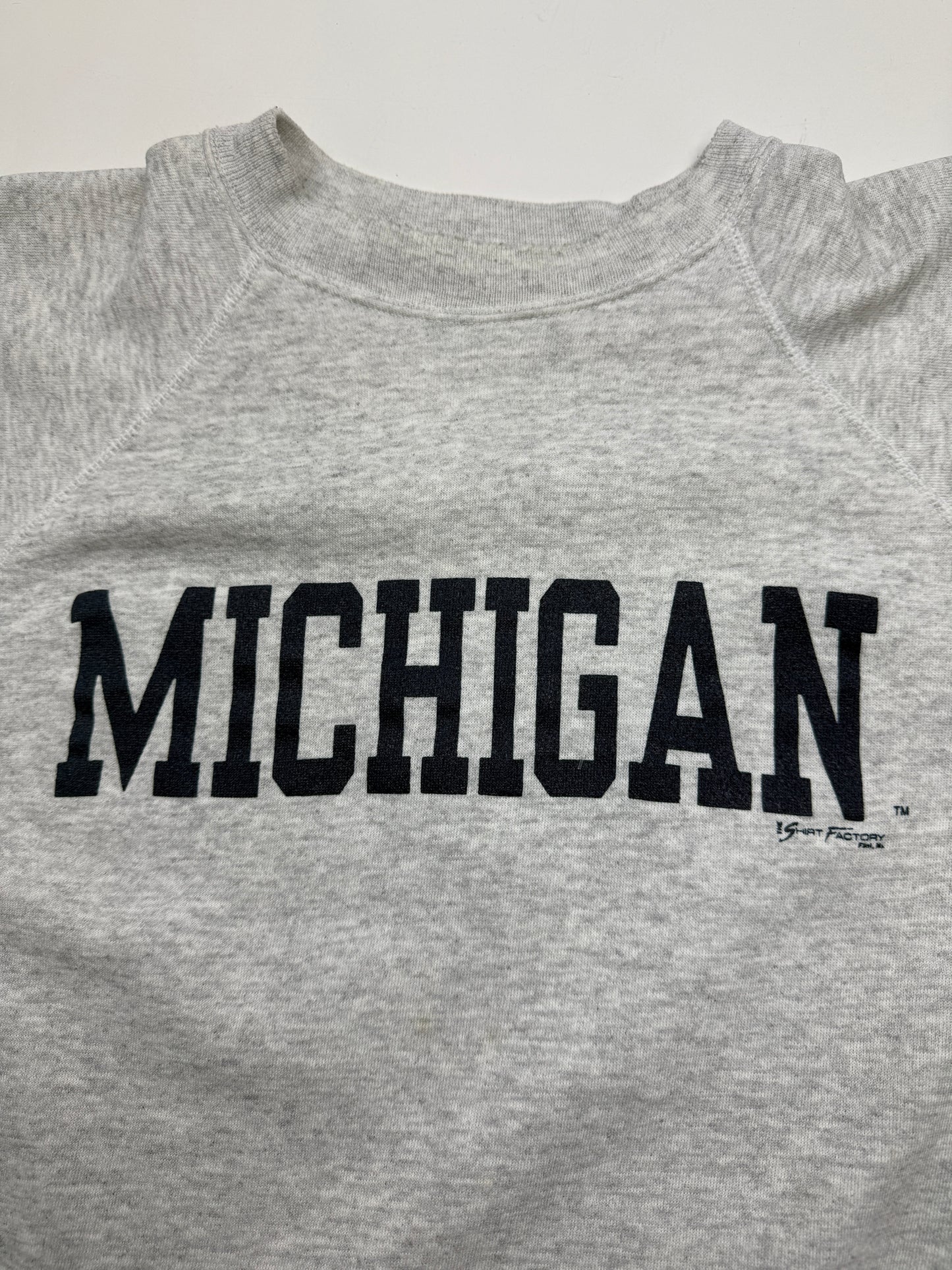 Vintage 80s/90s Michigan Wolverines NCAA Spell Out Collegiate Crewneck Sweatshirt Size XL