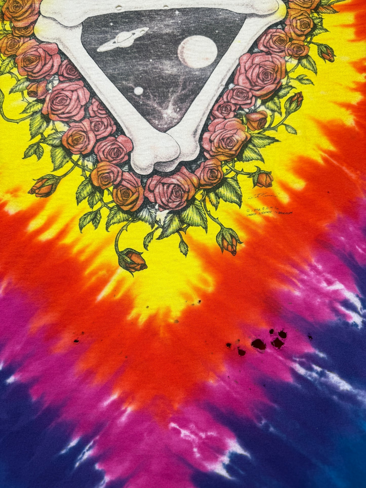 Vintage 1992 Grateful Dead Space Your Face Tie Dye Distressed GD Music T Shirt Size XL 90s