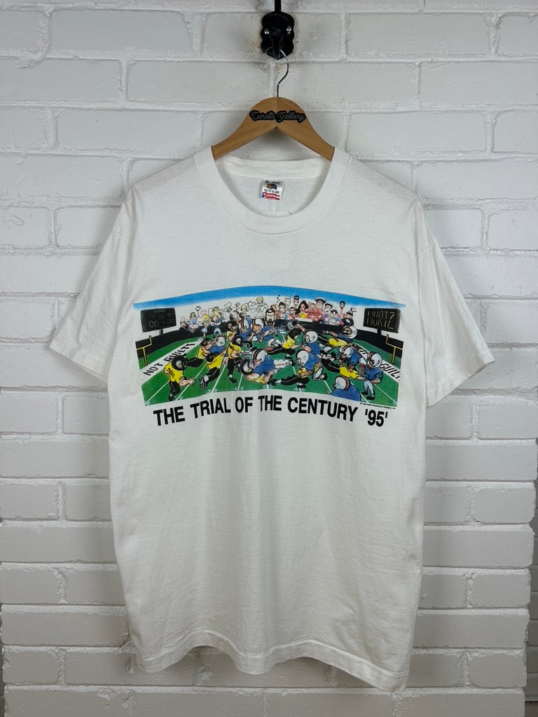 Vintage 1995 Trial Of The Century OJ Simpson Guilty Not Guilty Football T Shirt Size XL
