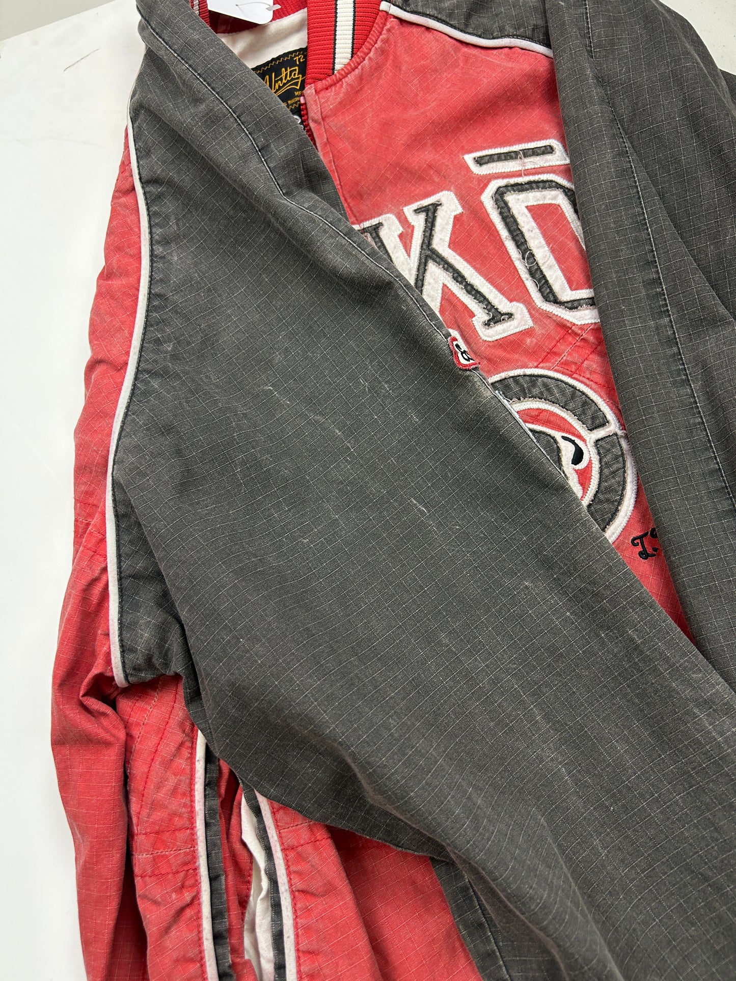 Vintage Y2K Ekko UNLTD Stitched Logo Two Tone Bomber Jacket Size L