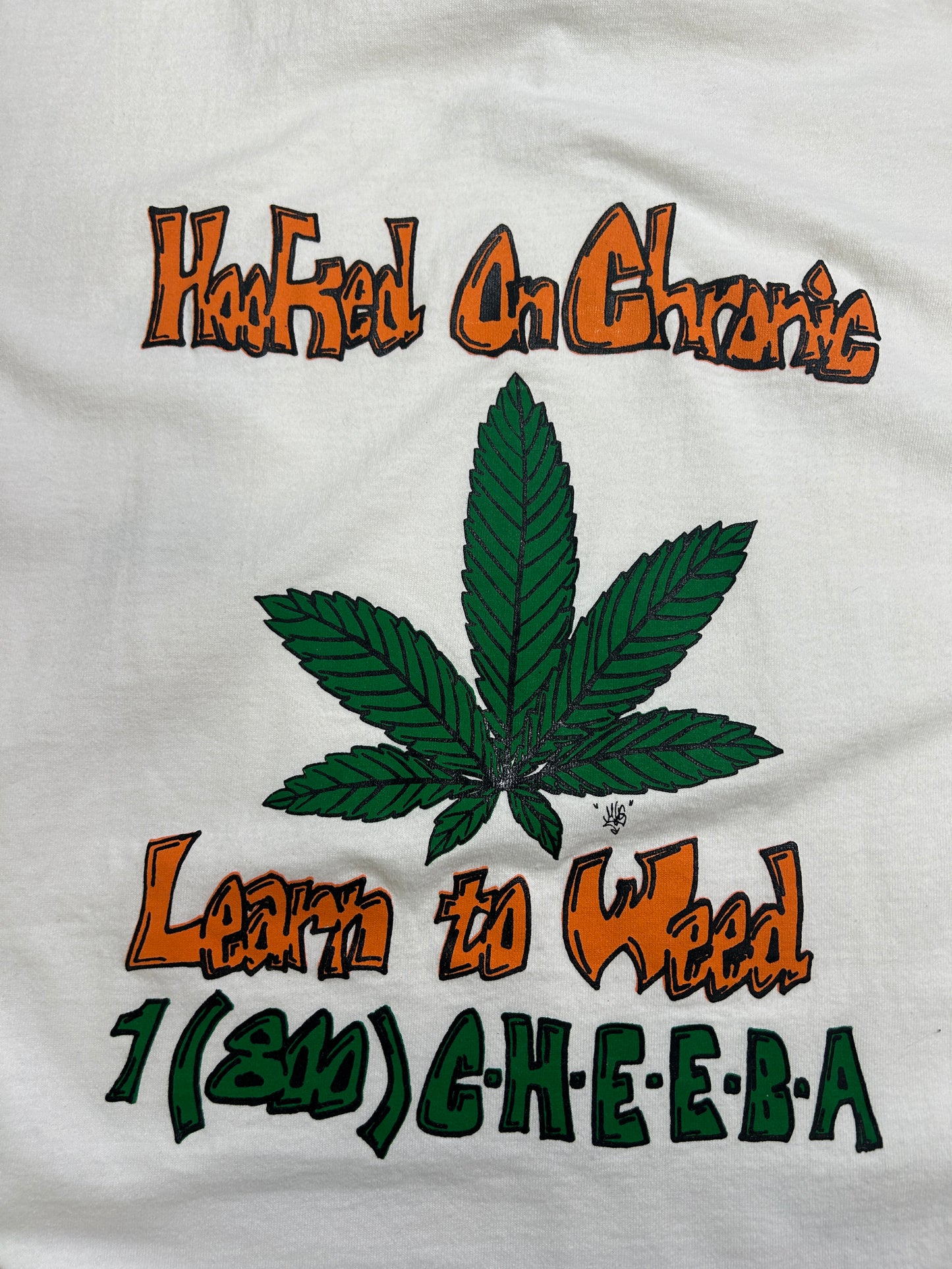 Vintage 90s Hooked On Chronic Learn To Weed Hash Bash Marijuana T-Shirt Size XL