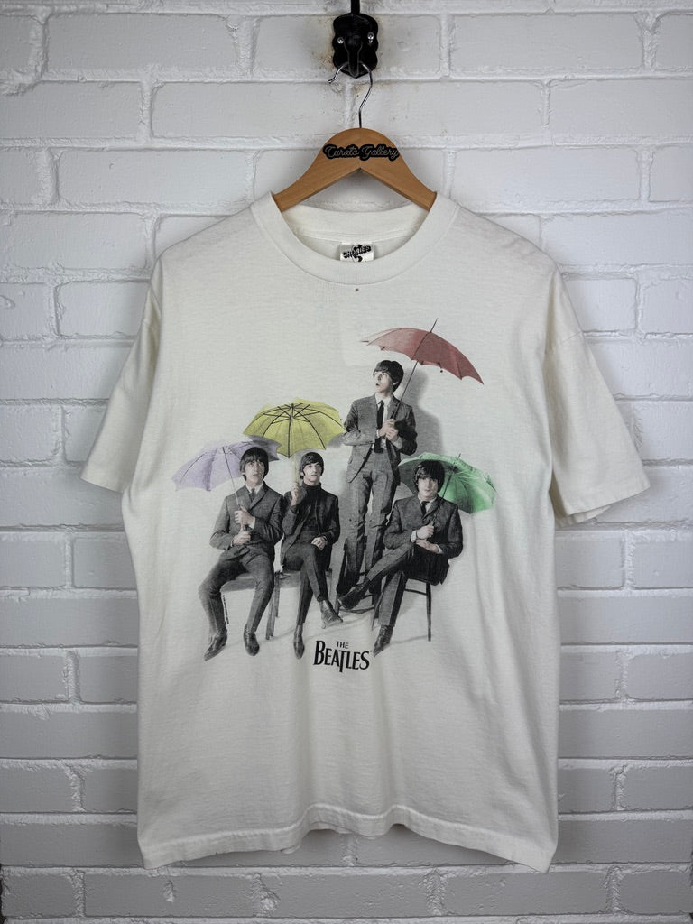 Vintage 1995 The Beatles Umbrellas Band Group Photo Music T Shirt Size L 90s