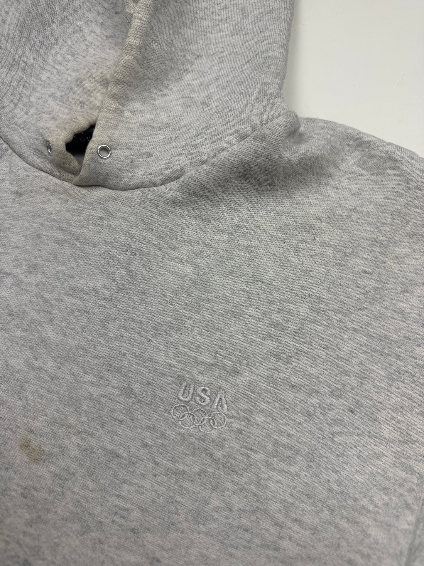 Vintage 90s USA Olympics Embroidered Spell Out Hooded Sweatshirt Size S
