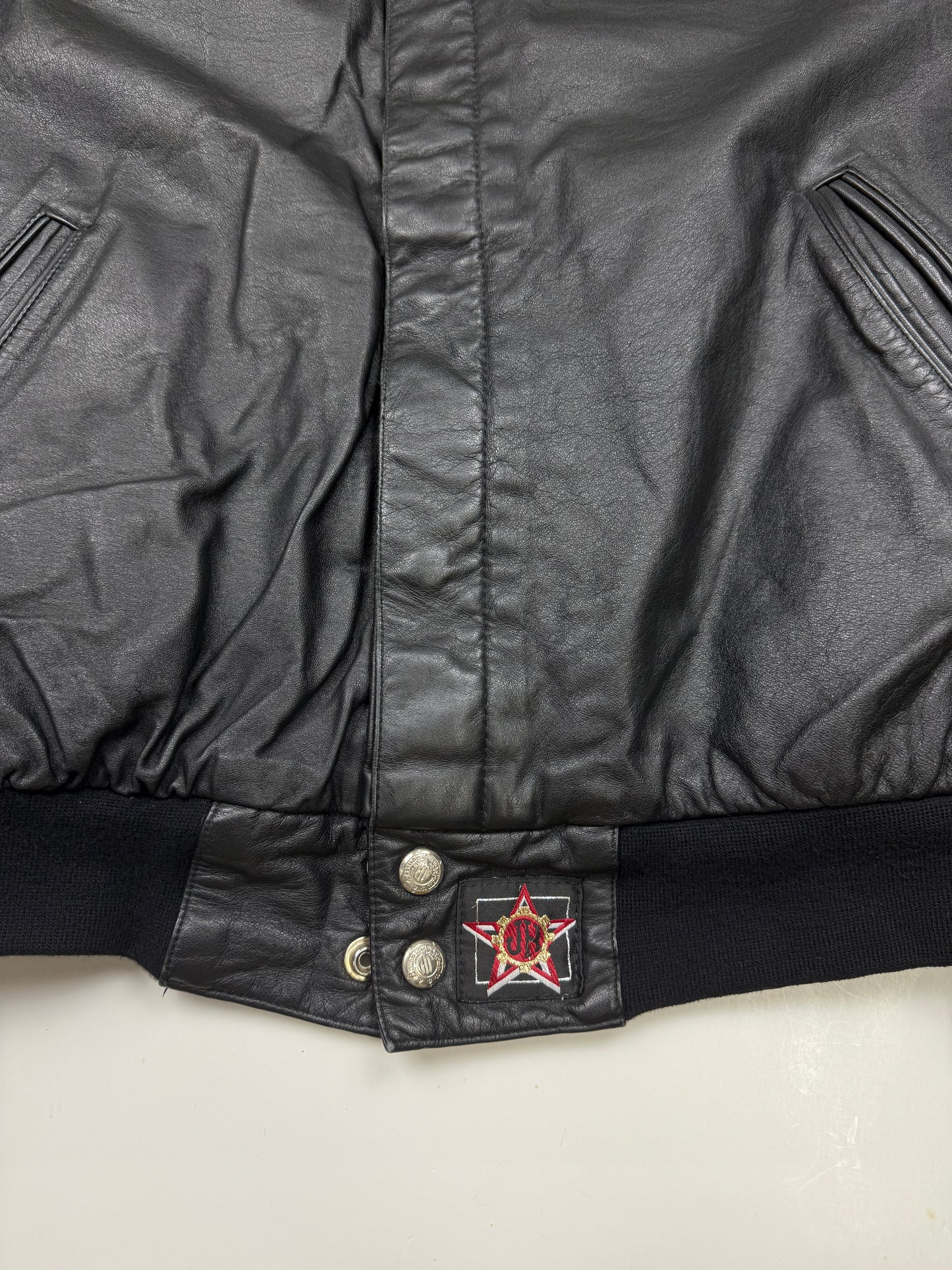 Vintage 90s Mark Martin Valvoline Racing Jeff Hamilton Leather Bomber Jacket Size L Black