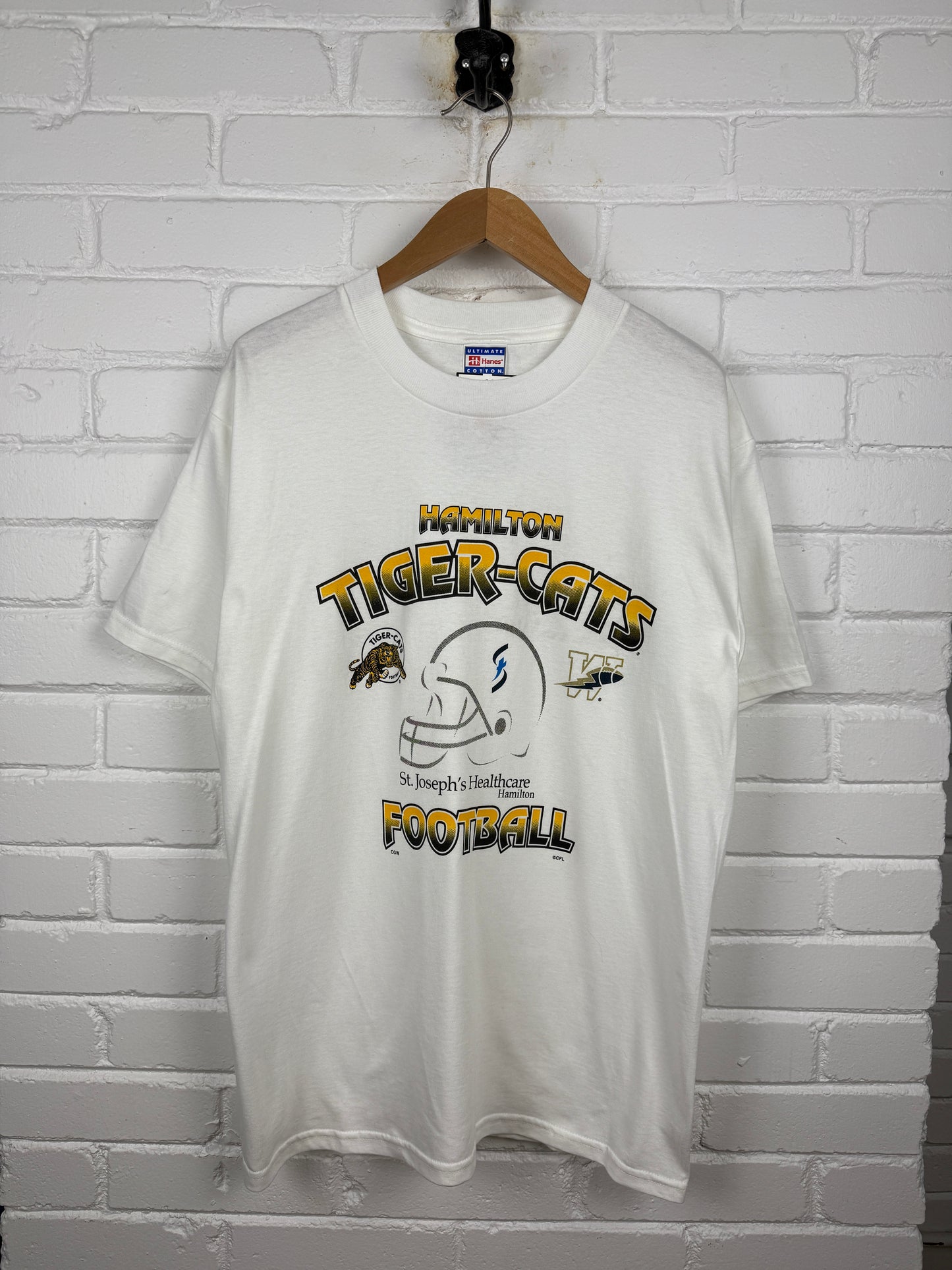 Vintage 90s Hamilton Tiger Cats Graphic Football T Shirt Size L