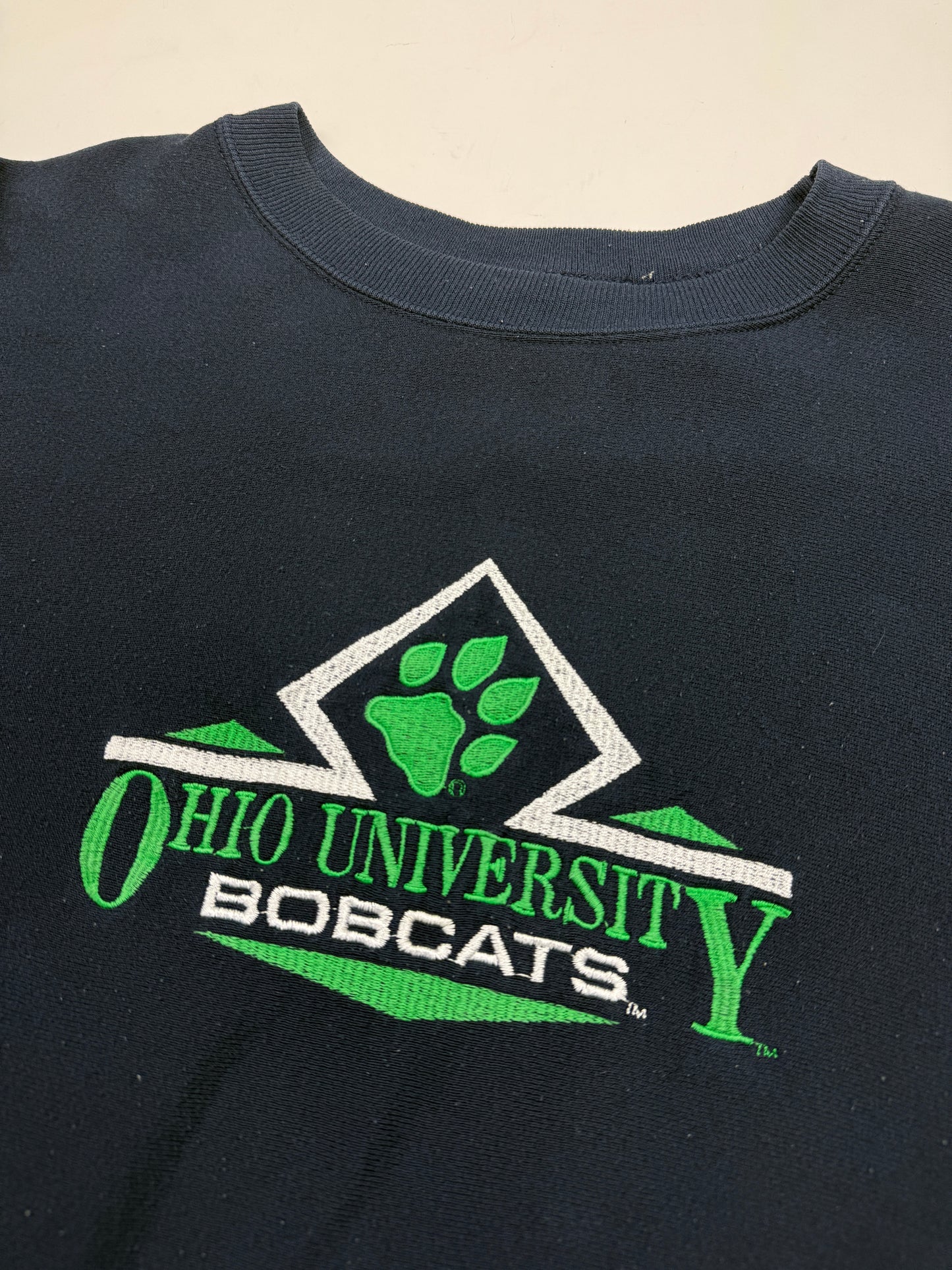 Vintage 90s Ohio University Bobcats Embroidered Spell Out Collegiate Crewneck Size XL