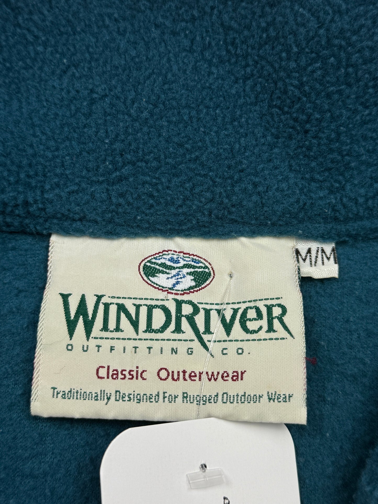 Vintage 90s Wind River Outfitting Embroidered Crest 1/2 Zip Fleece Sweater Size M
