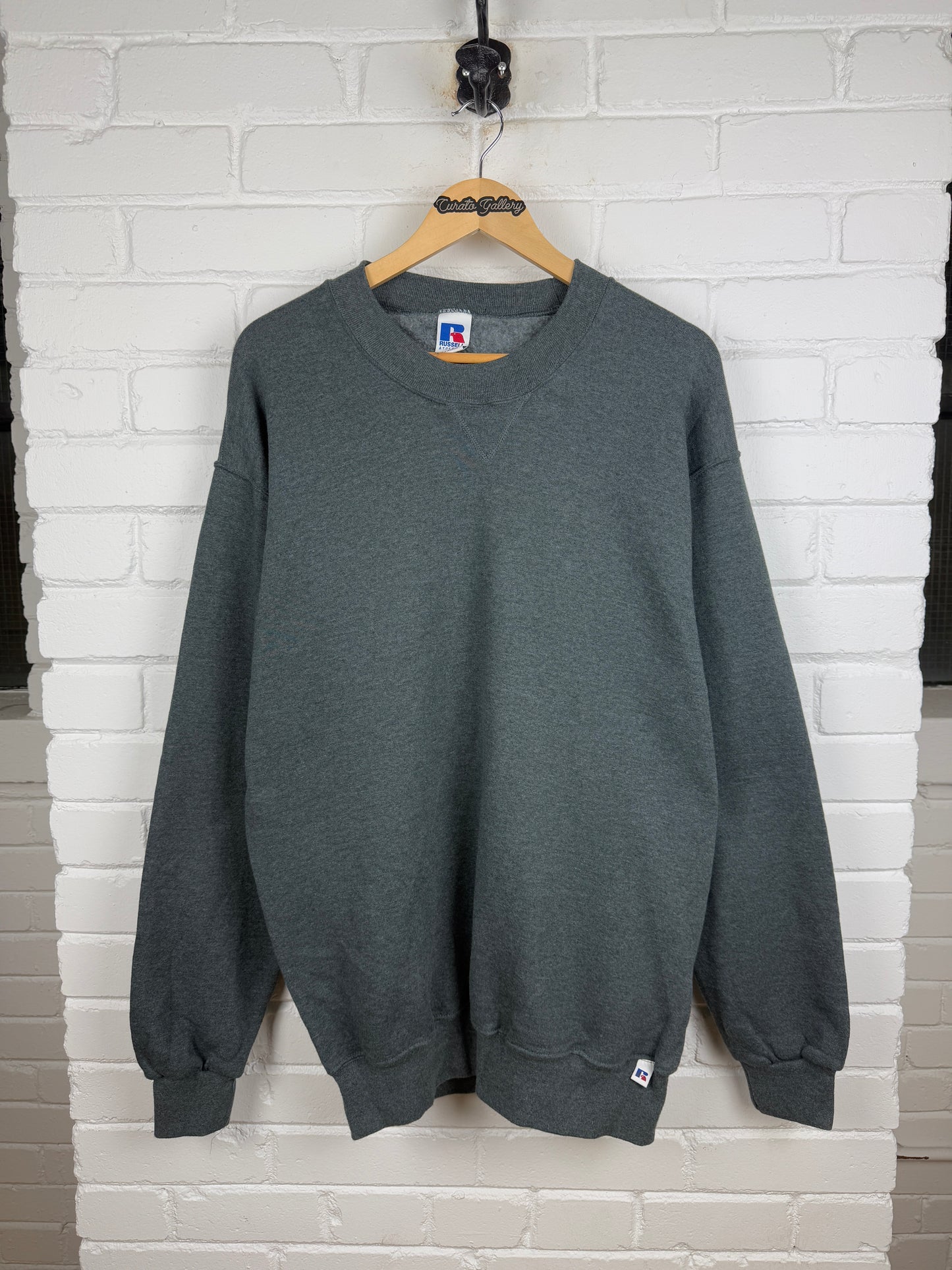 Vintage Russell Athletic Blank Crewneck Sweatshirt Size LT Charcoal Gray